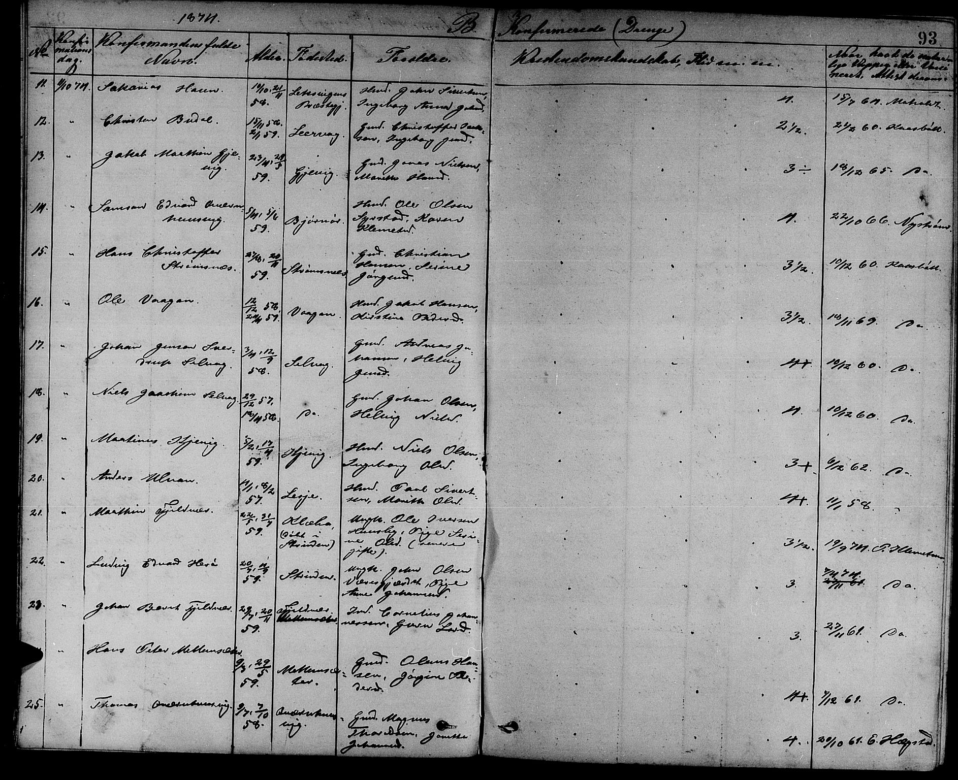 Ministerialprotokoller, klokkerbøker og fødselsregistre - Sør-Trøndelag, SAT/A-1456/637/L0561: Parish register (copy) no. 637C02, 1873-1882, p. 93