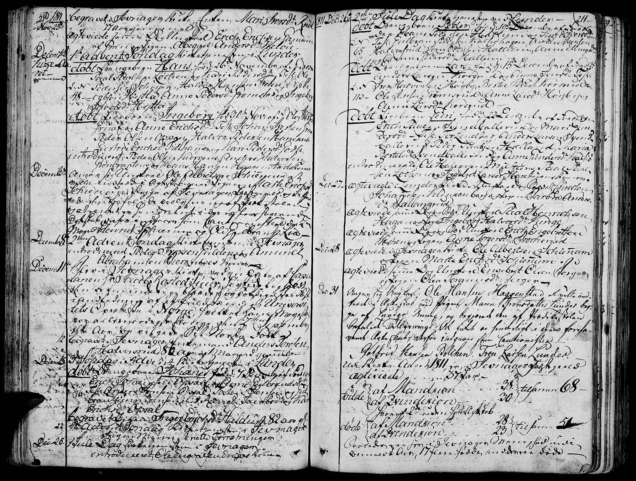 Jevnaker prestekontor, AV/SAH-PREST-116/H/Ha/Haa/L0004: Parish register (official) no. 4, 1800-1861, p. 210-211