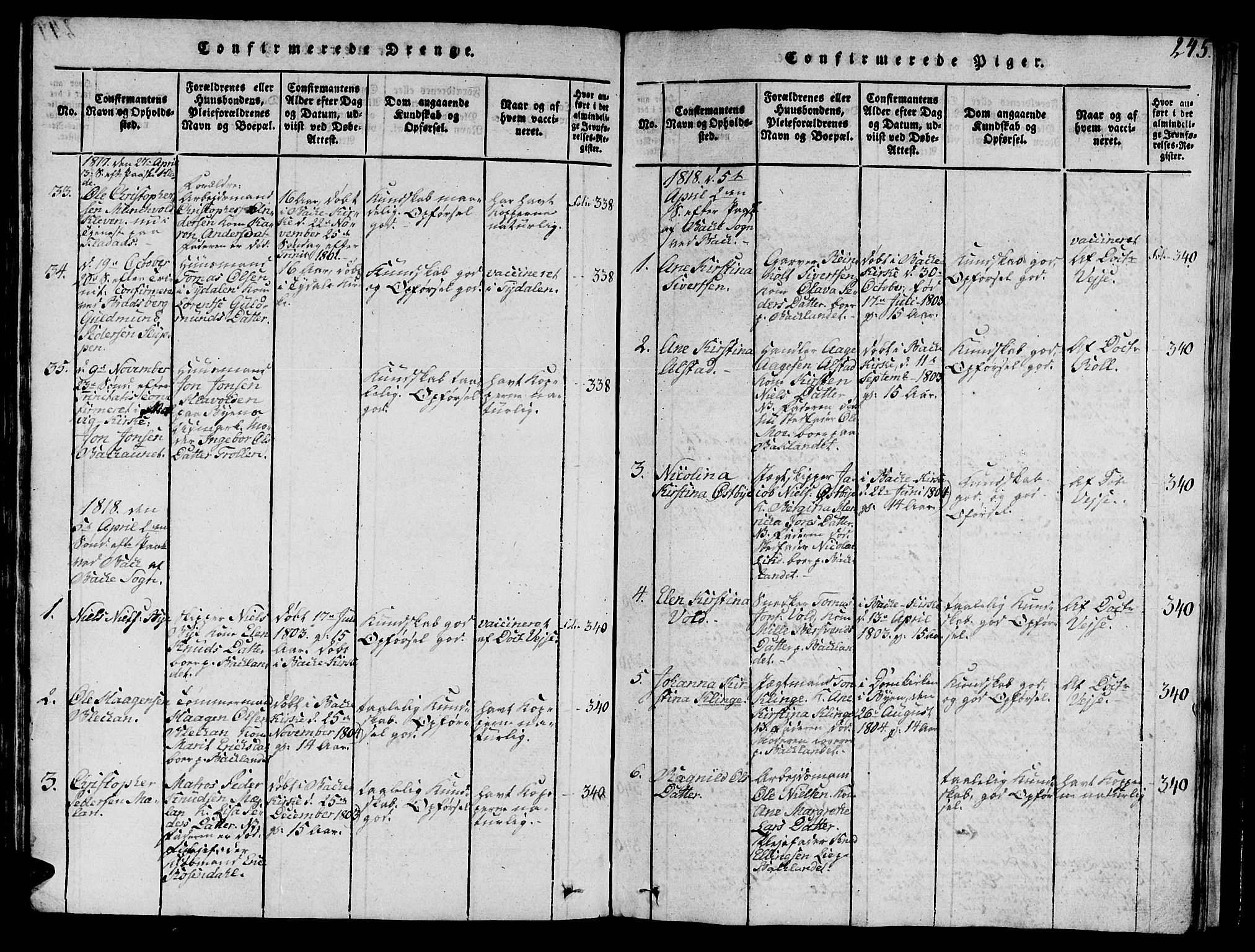 Ministerialprotokoller, klokkerbøker og fødselsregistre - Sør-Trøndelag, SAT/A-1456/606/L0307: Parish register (copy) no. 606C03, 1817-1824, p. 245