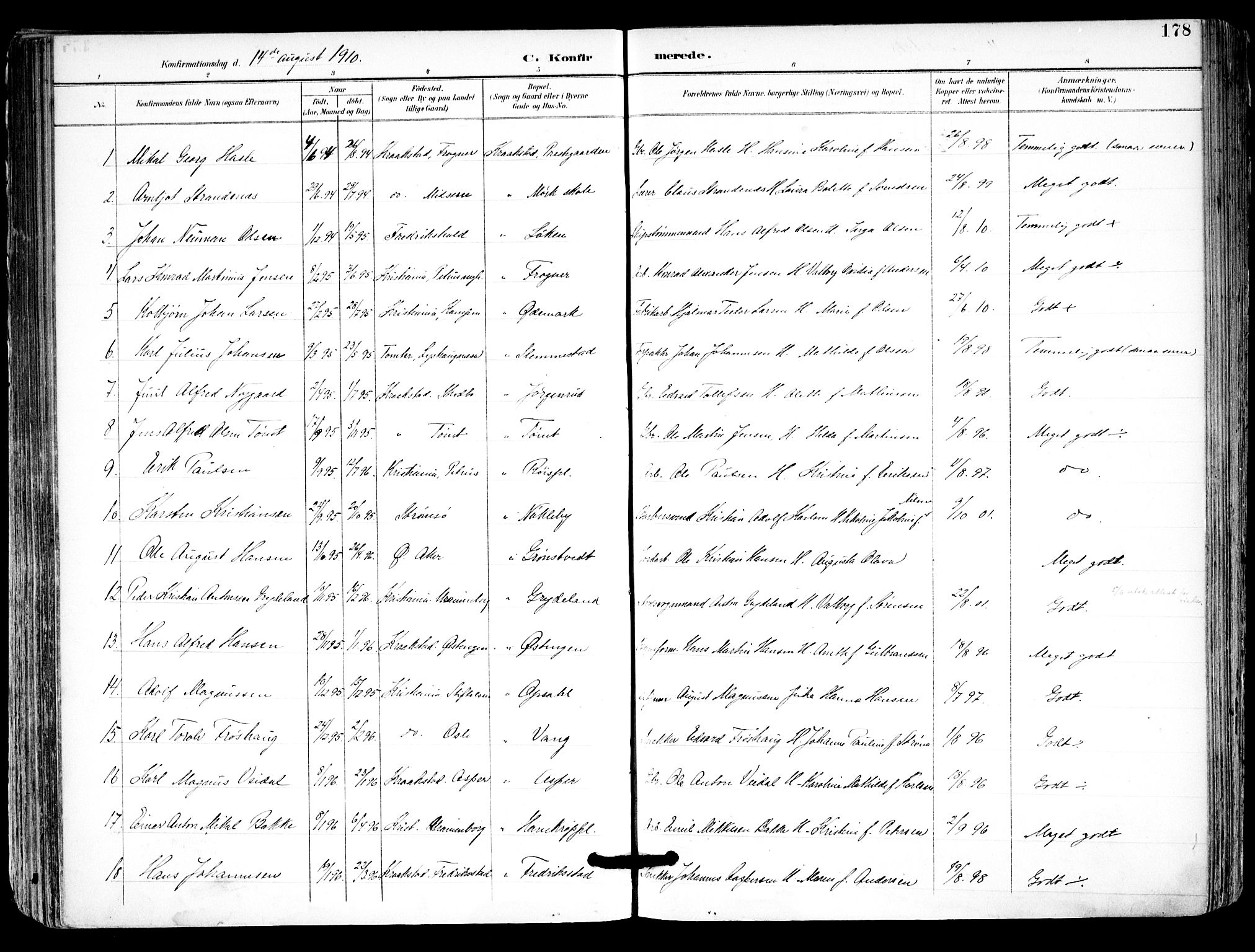 Kråkstad prestekontor Kirkebøker, AV/SAO-A-10125a/F/Fa/L0010: Parish register (official) no. I 10, 1893-1931, p. 178