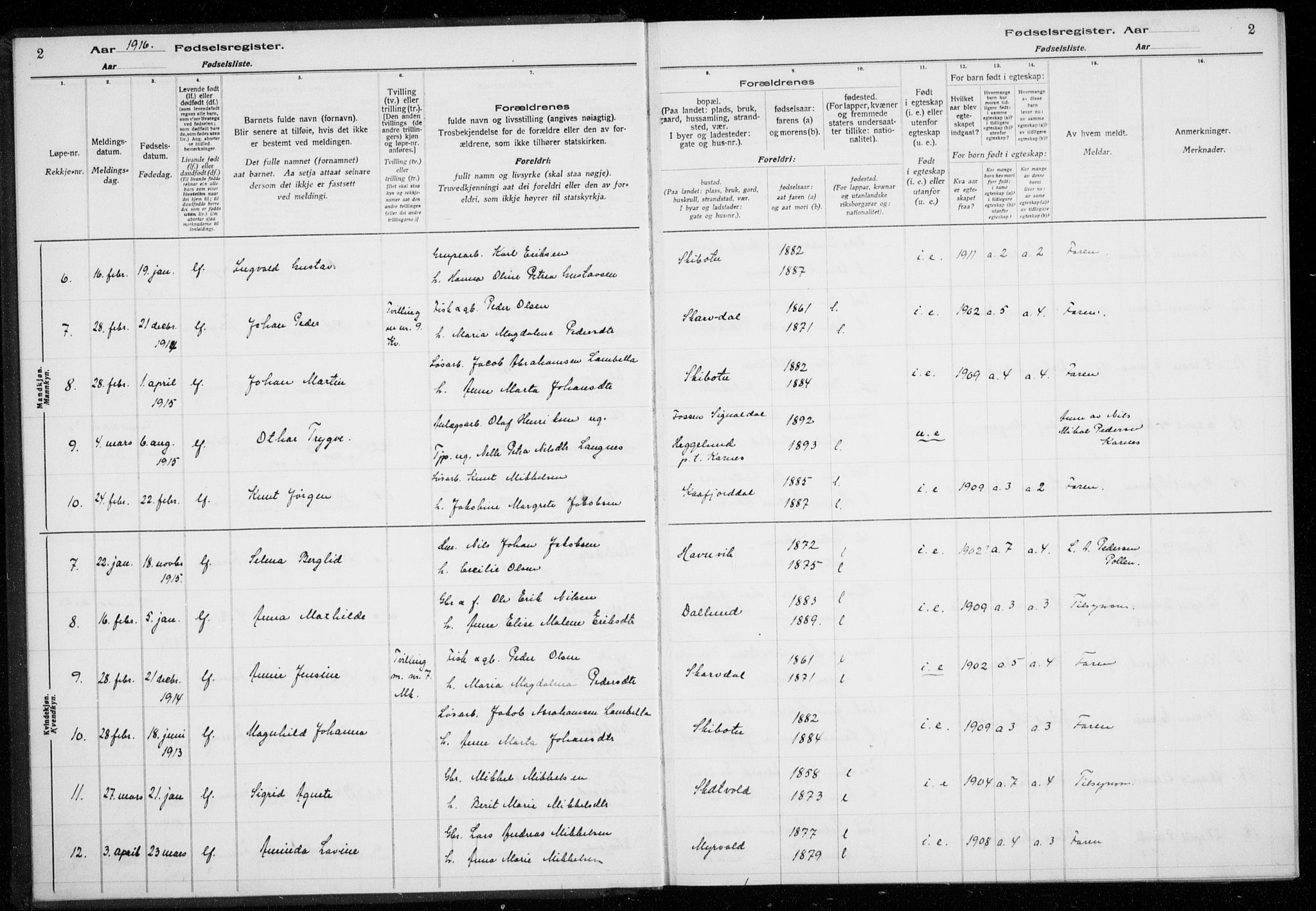 Lyngen sokneprestembete, AV/SATØ-S-1289/I/Ia/L0075: Birth register no. 75, 1916-1924, p. 2