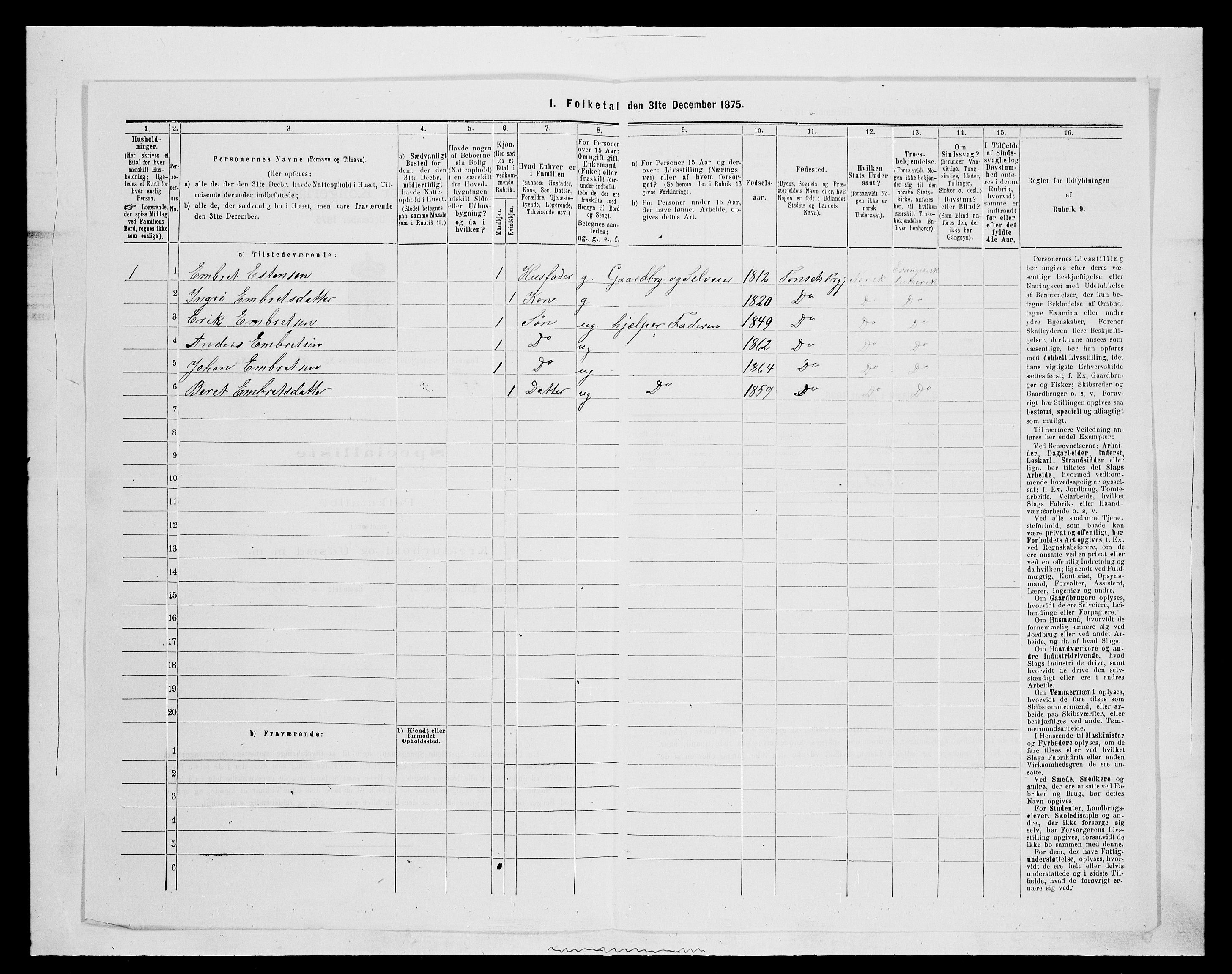 SAH, 1875 census for 0437P Tynset, 1875, p. 985