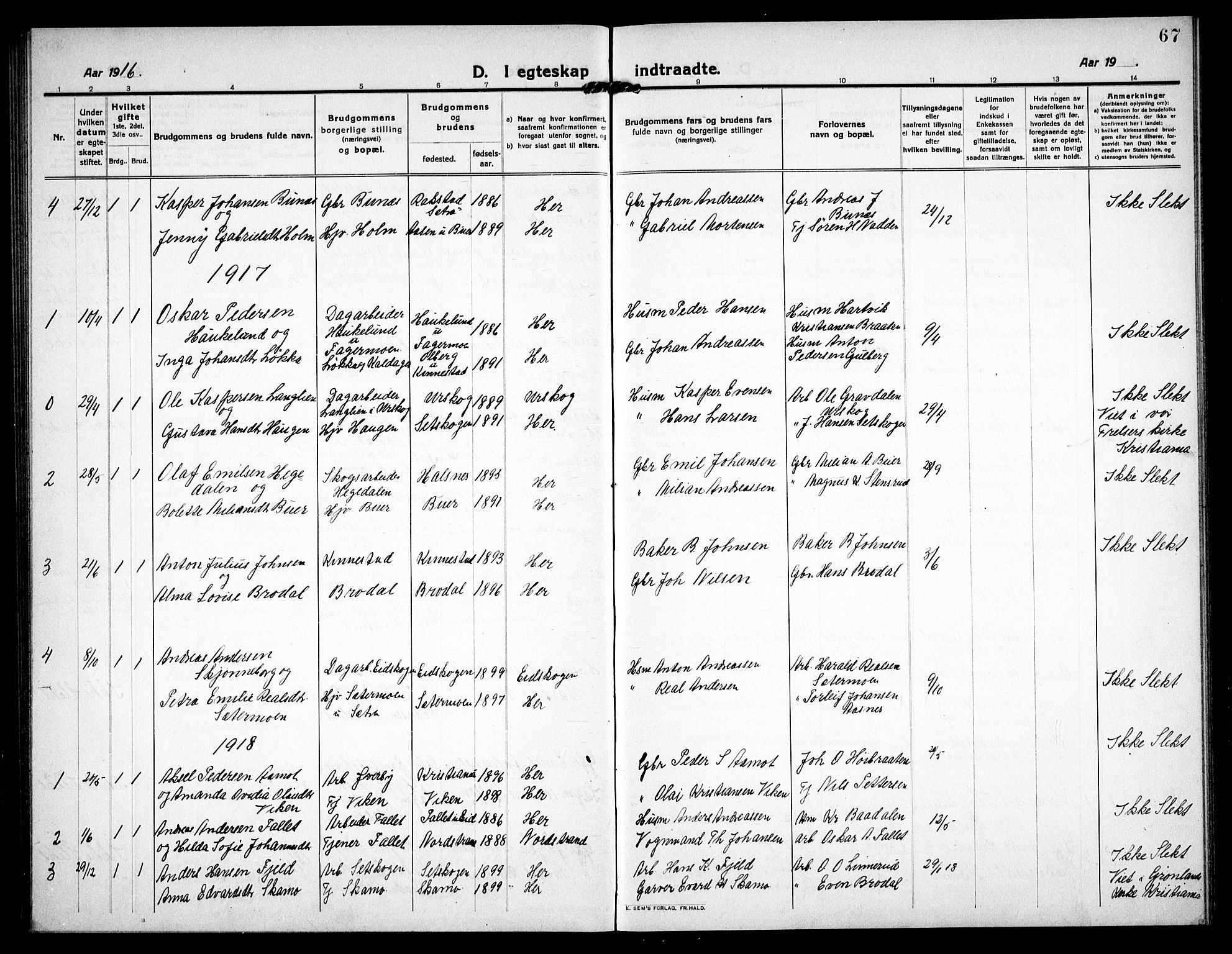 Høland prestekontor Kirkebøker, AV/SAO-A-10346a/G/Gc/L0002: Parish register (copy) no. III 2, 1912-1925, p. 67