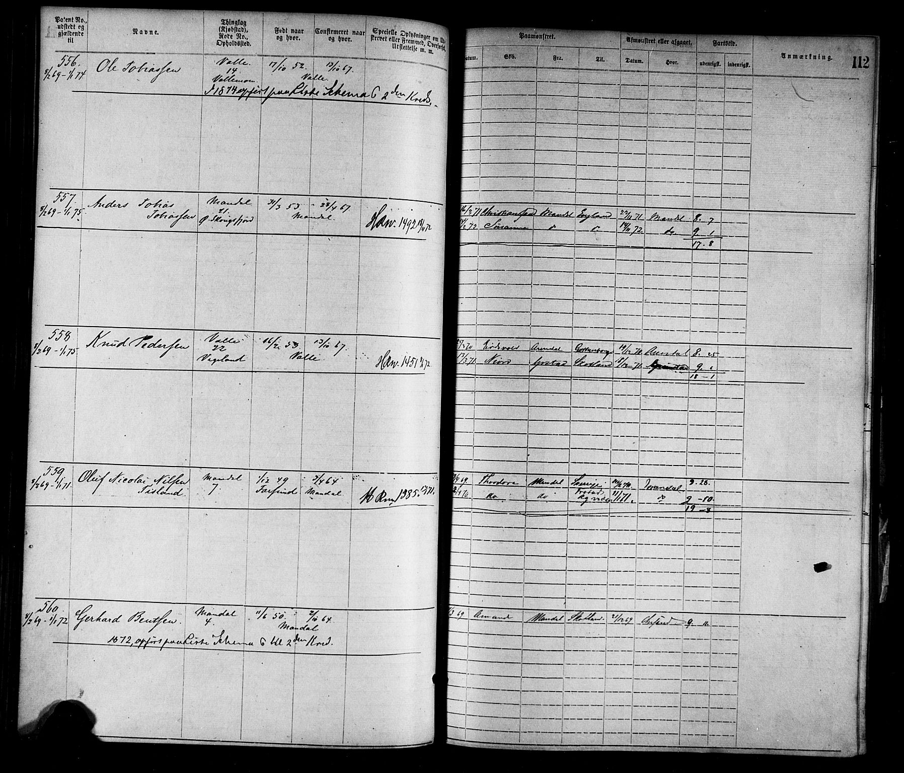 Mandal mønstringskrets, SAK/2031-0016/F/Fa/L0001: Annotasjonsrulle nr 1-1920 med register, L-3, 1869-1881, p. 141