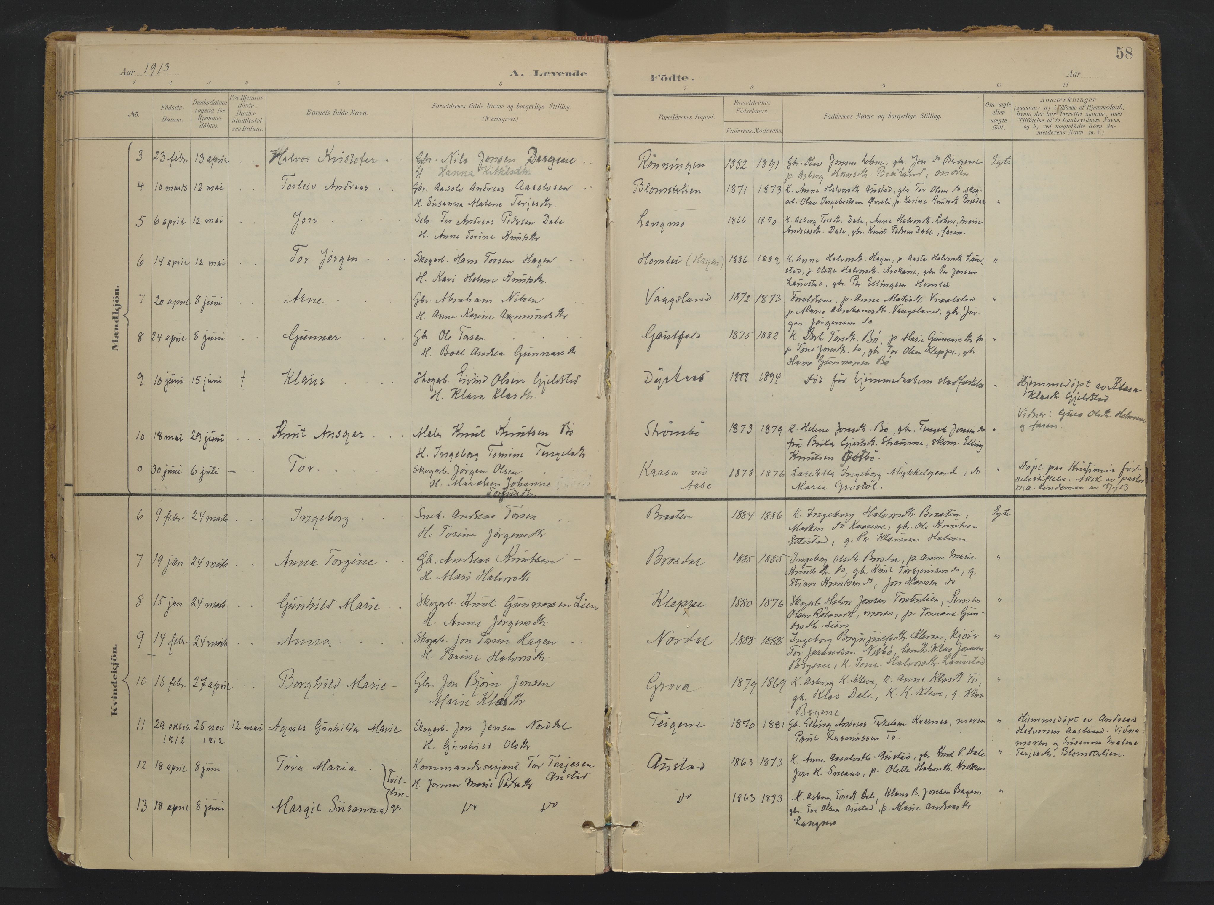 Drangedal kirkebøker, SAKO/A-258/F/Fa/L0013: Parish register (official) no. 13, 1895-1919, p. 58