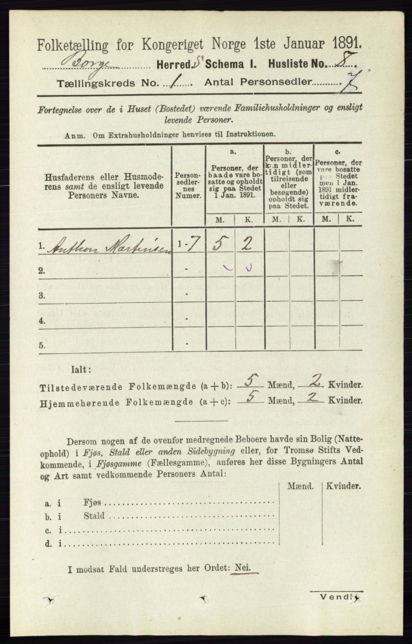 RA, 1891 census for 0113 Borge, 1891, p. 35