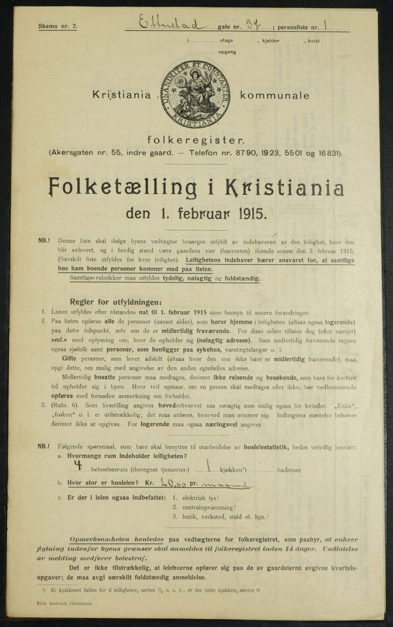 OBA, Municipal Census 1915 for Kristiania, 1915, p. 22182