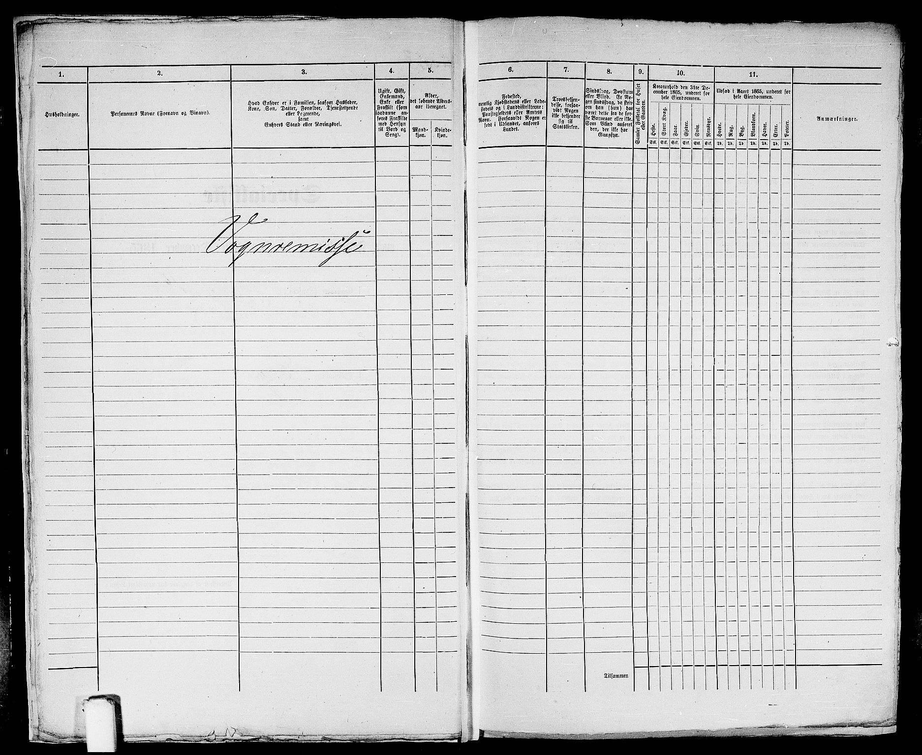 RA, 1865 census for Bergen, 1865, p. 50