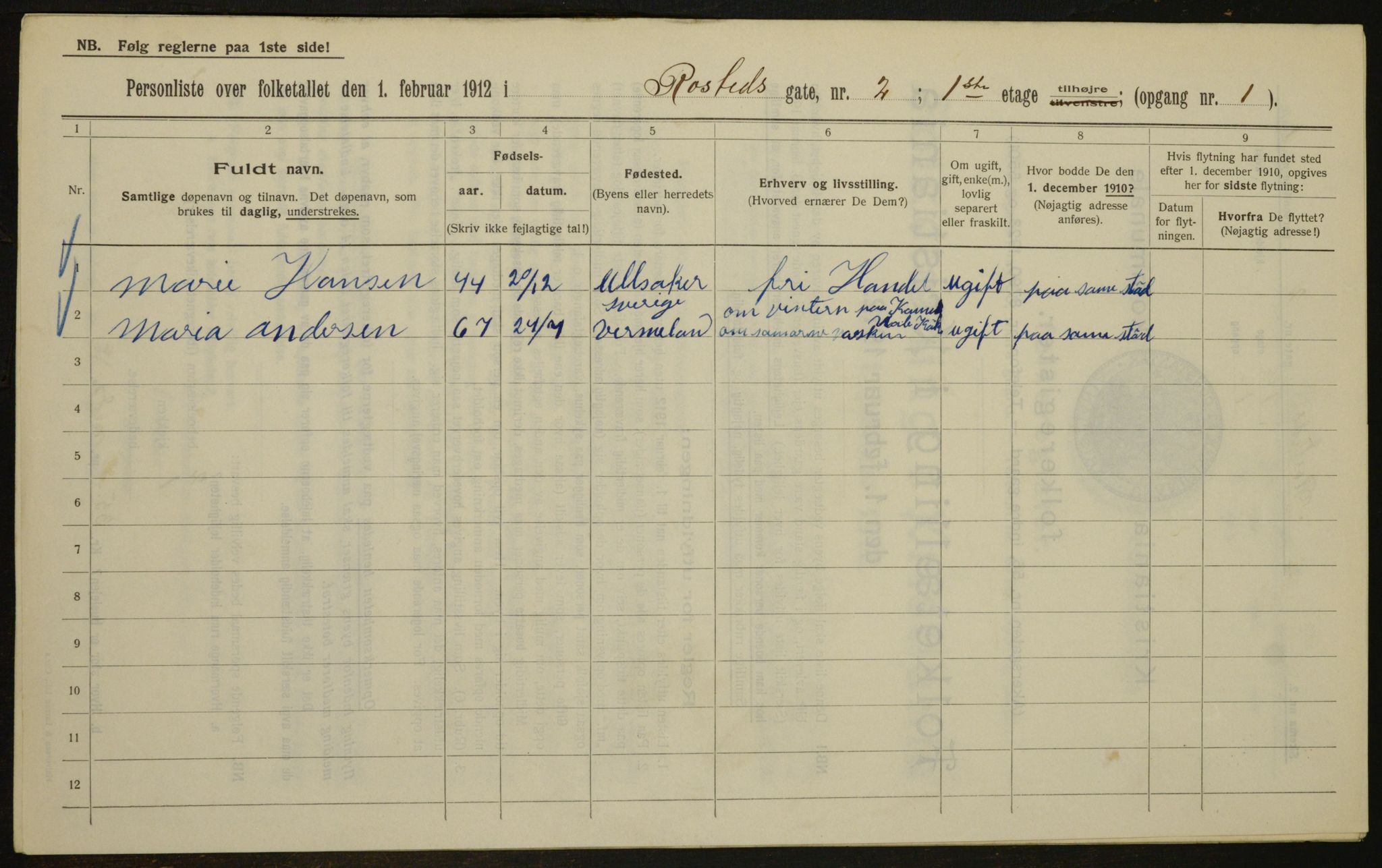 OBA, Municipal Census 1912 for Kristiania, 1912, p. 84270