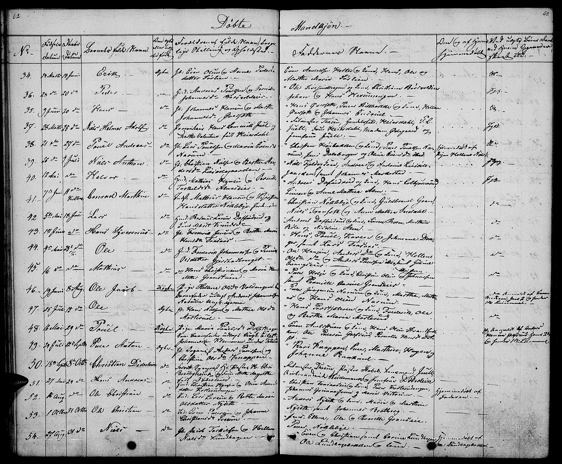 Vestre Toten prestekontor, AV/SAH-PREST-108/H/Ha/Hab/L0002: Parish register (copy) no. 2, 1836-1848, p. 62-63