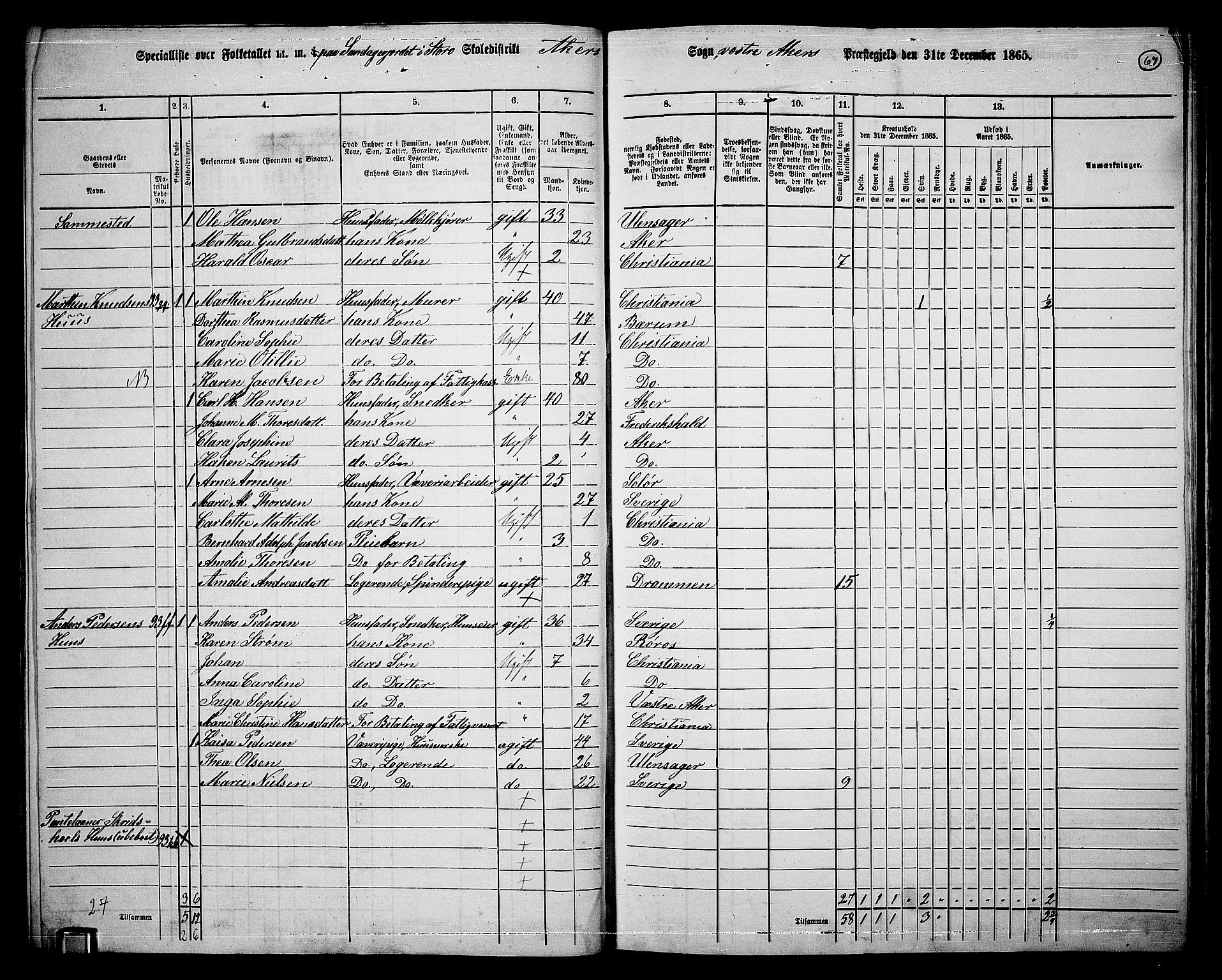 RA, 1865 census for Vestre Aker, 1865, p. 235