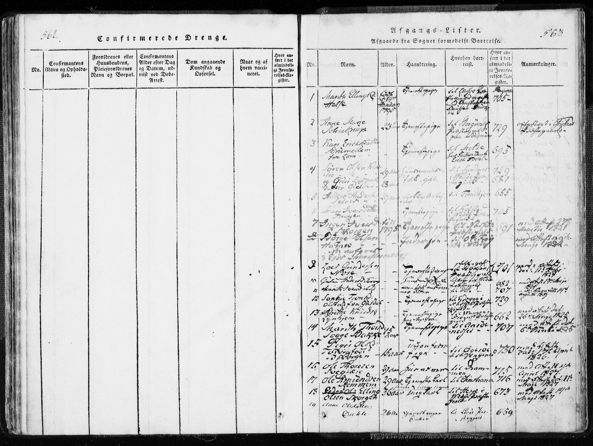 Ministerialprotokoller, klokkerbøker og fødselsregistre - Møre og Romsdal, SAT/A-1454/544/L0571: Parish register (official) no. 544A04, 1818-1853, p. 562-563