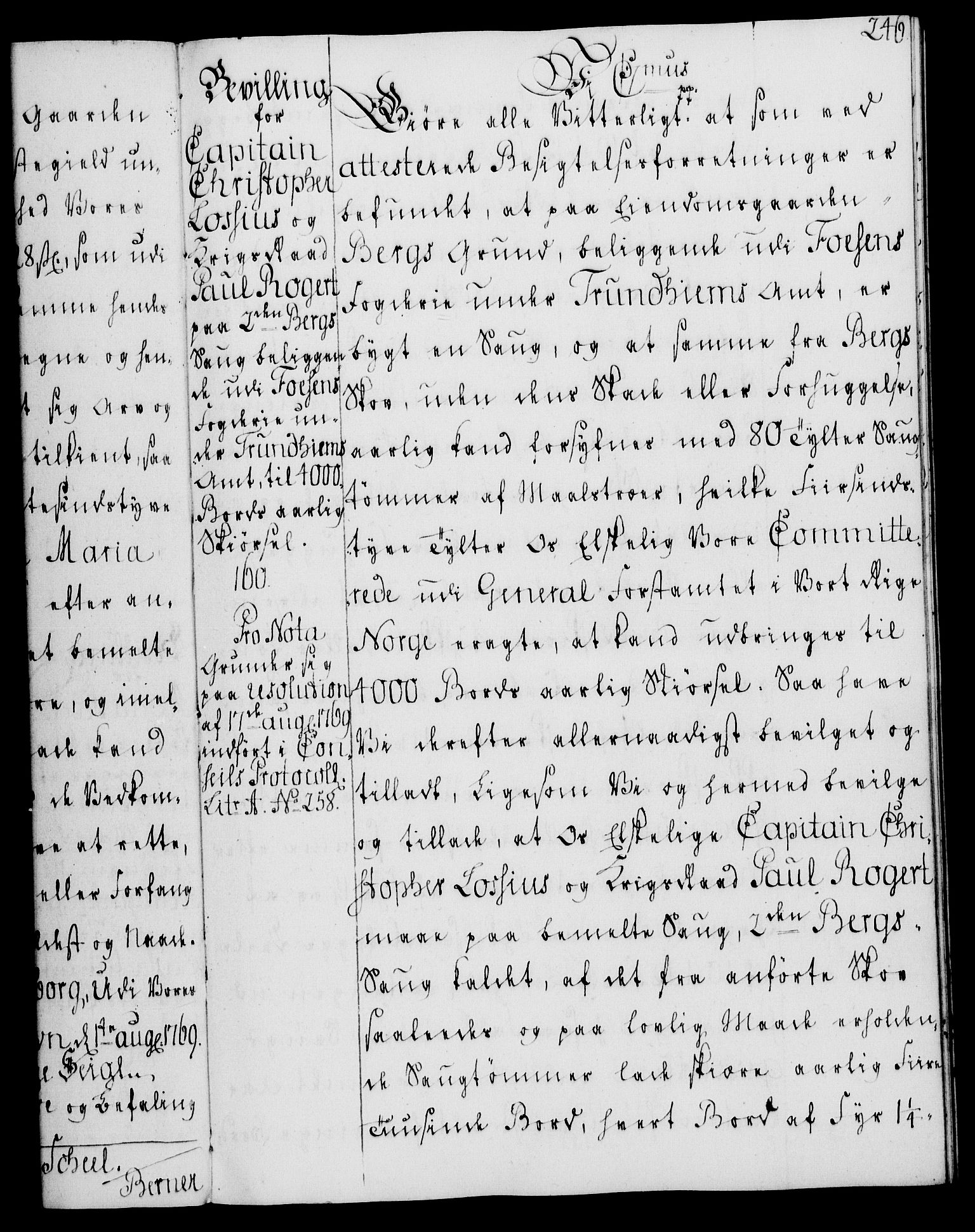 Rentekammeret, Kammerkanselliet, RA/EA-3111/G/Gg/Gga/L0008: Norsk ekspedisjonsprotokoll med register (merket RK 53.8), 1768-1771, p. 246