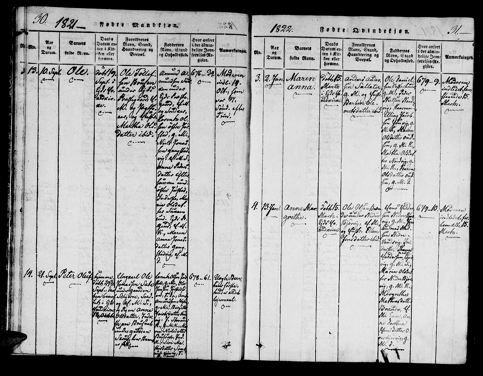 Ministerialprotokoller, klokkerbøker og fødselsregistre - Nord-Trøndelag, SAT/A-1458/722/L0217: Parish register (official) no. 722A04, 1817-1842, p. 30-31