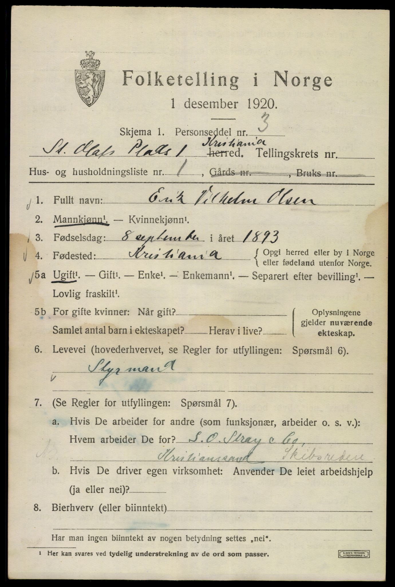 SAO, 1920 census for Kristiania, 1920, p. 535747