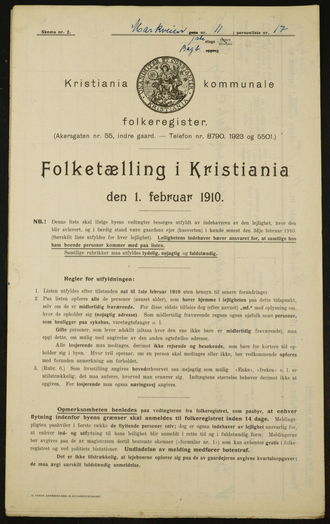 OBA, Municipal Census 1910 for Kristiania, 1910, p. 61149