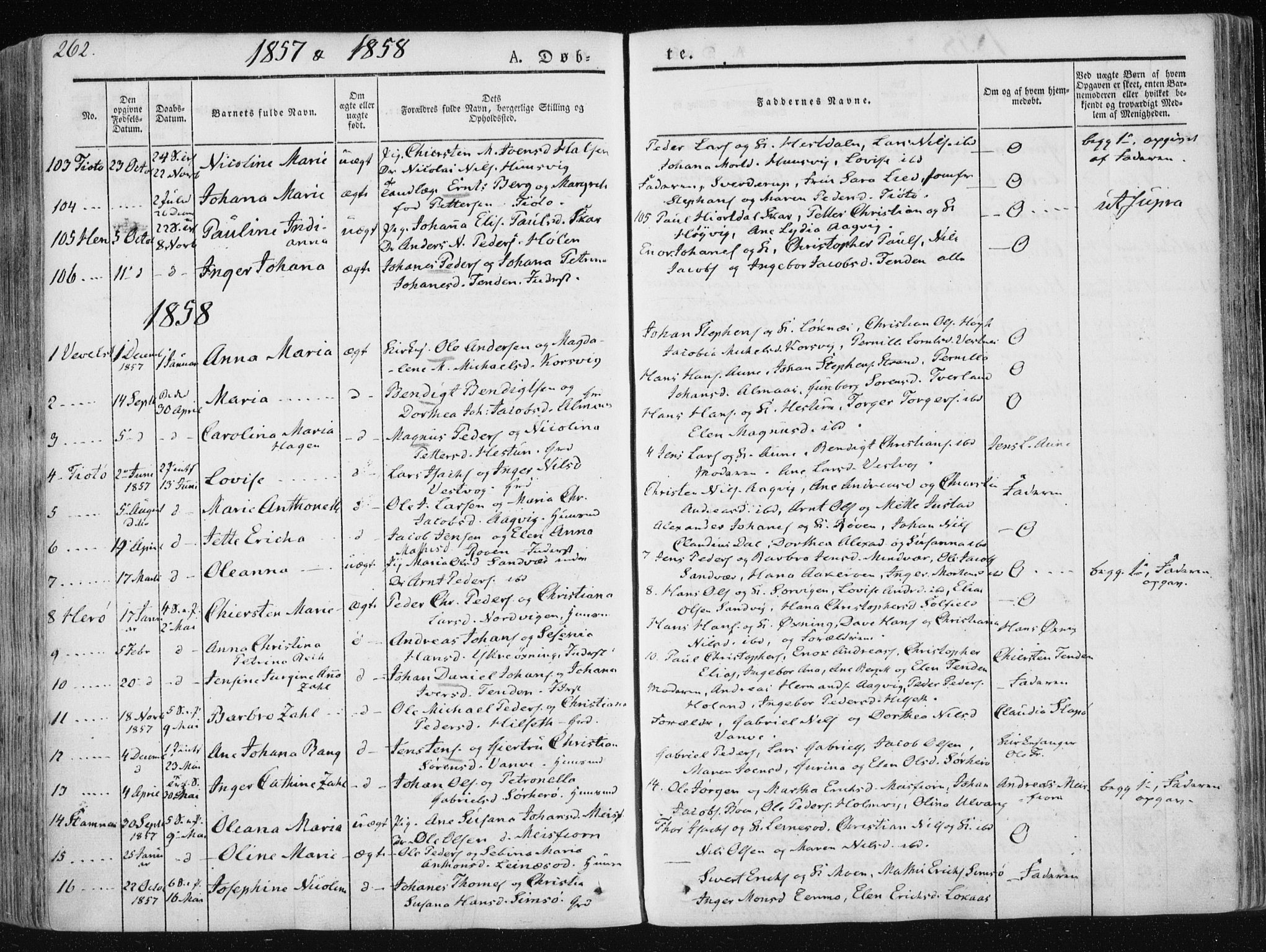 Ministerialprotokoller, klokkerbøker og fødselsregistre - Nordland, SAT/A-1459/830/L0446: Parish register (official) no. 830A10, 1831-1865, p. 262