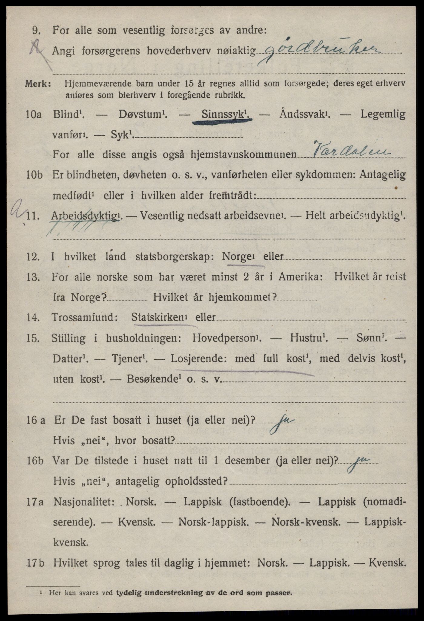 SAT, 1920 census for Malvik, 1920, p. 1855