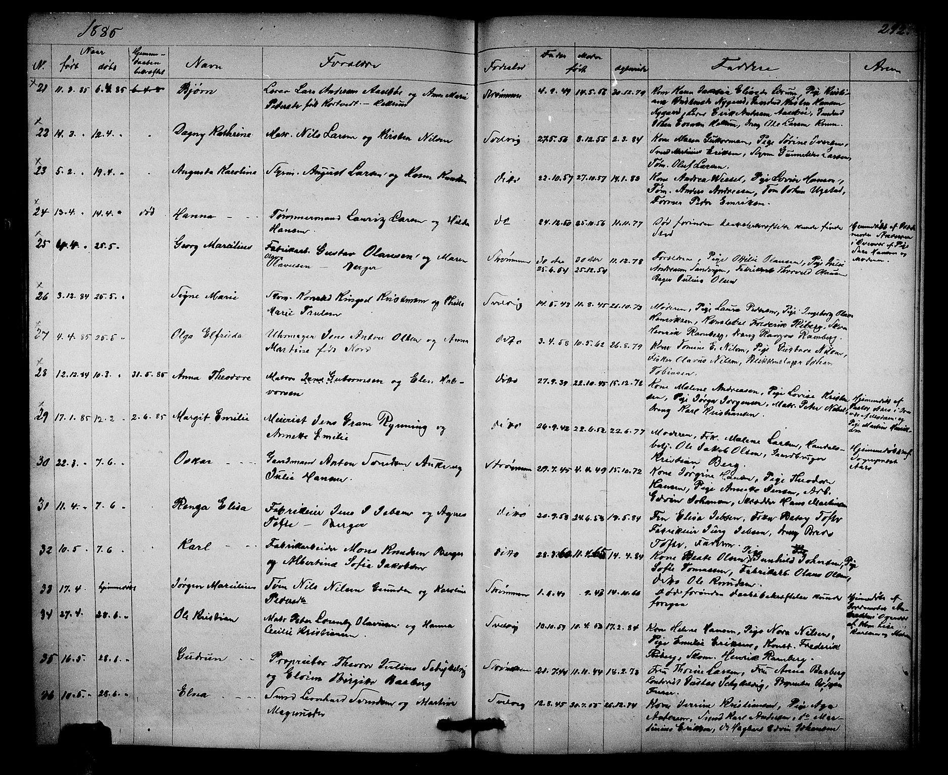 Strømm kirkebøker, SAKO/A-322/G/Ga/L0001: Parish register (copy) no. I 1, 1861-1885, p. 292