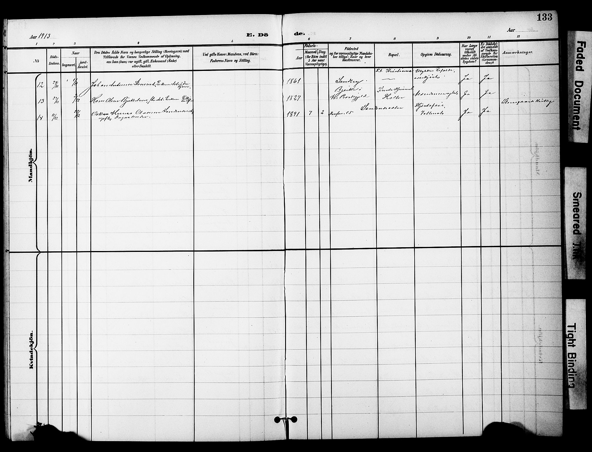 Nannestad prestekontor Kirkebøker, AV/SAO-A-10414a/G/Gc/L0001: Parish register (copy) no. III 1, 1901-1916, p. 133