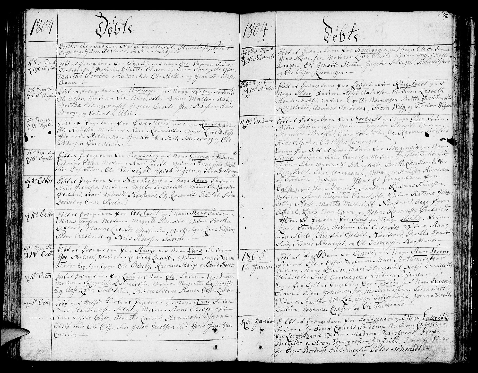 Nedstrand sokneprestkontor, SAST/A-101841/01/IV: Parish register (official) no. A 5, 1795-1816, p. 72