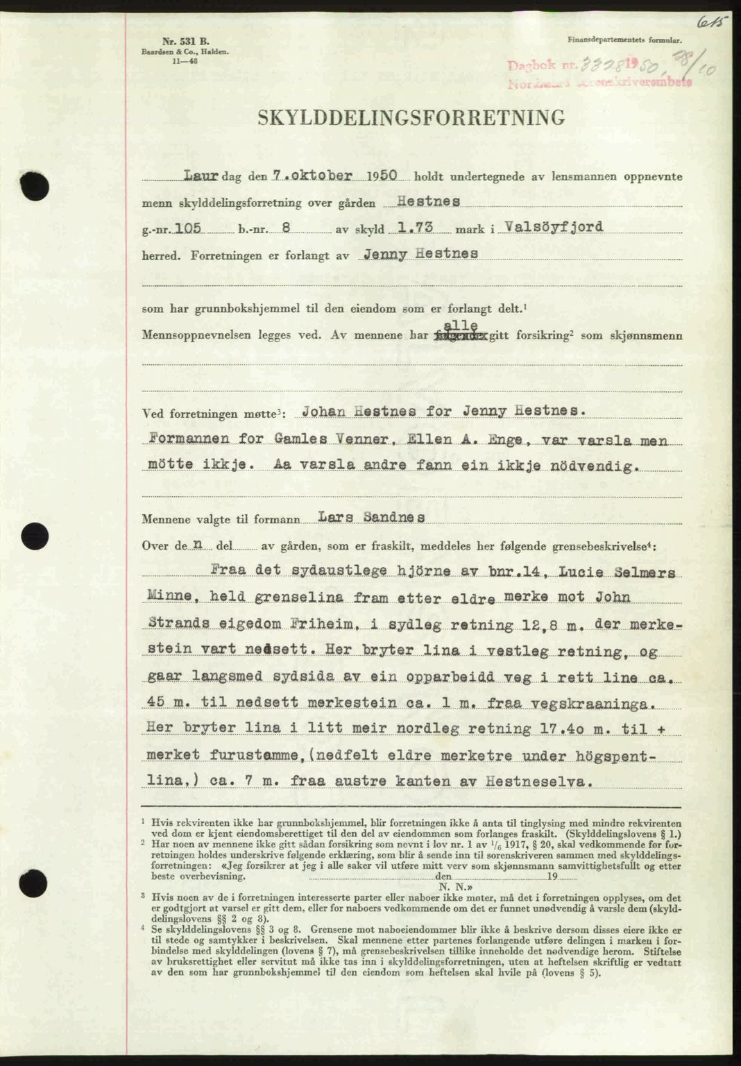 Nordmøre sorenskriveri, AV/SAT-A-4132/1/2/2Ca: Mortgage book no. A116, 1950-1950, Diary no: : 3328/1950