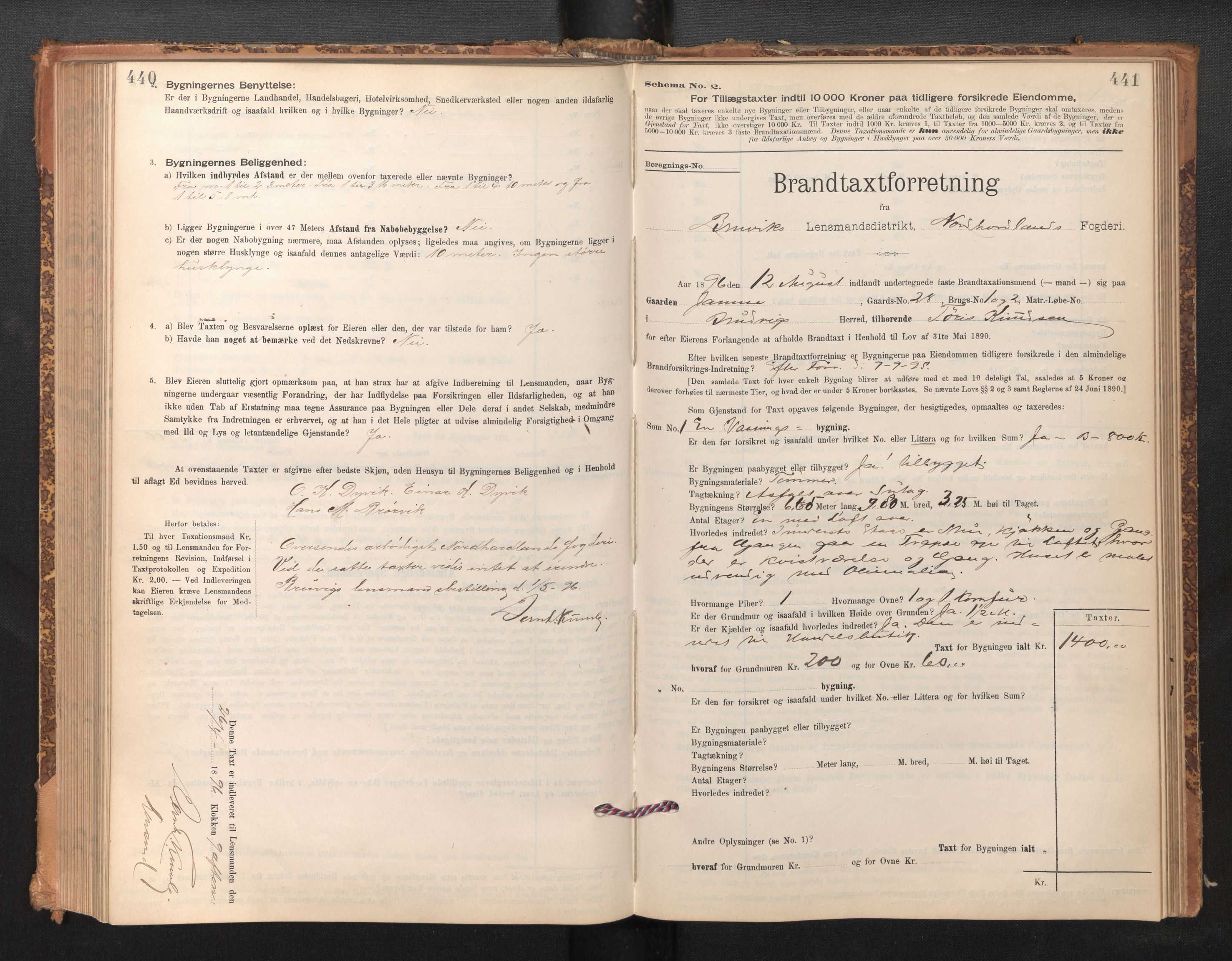 Lensmannen i Bruvik, SAB/A-31301/0012/L0006: Branntakstprotokoll, skjematakst, 1894-1906, p. 440-441