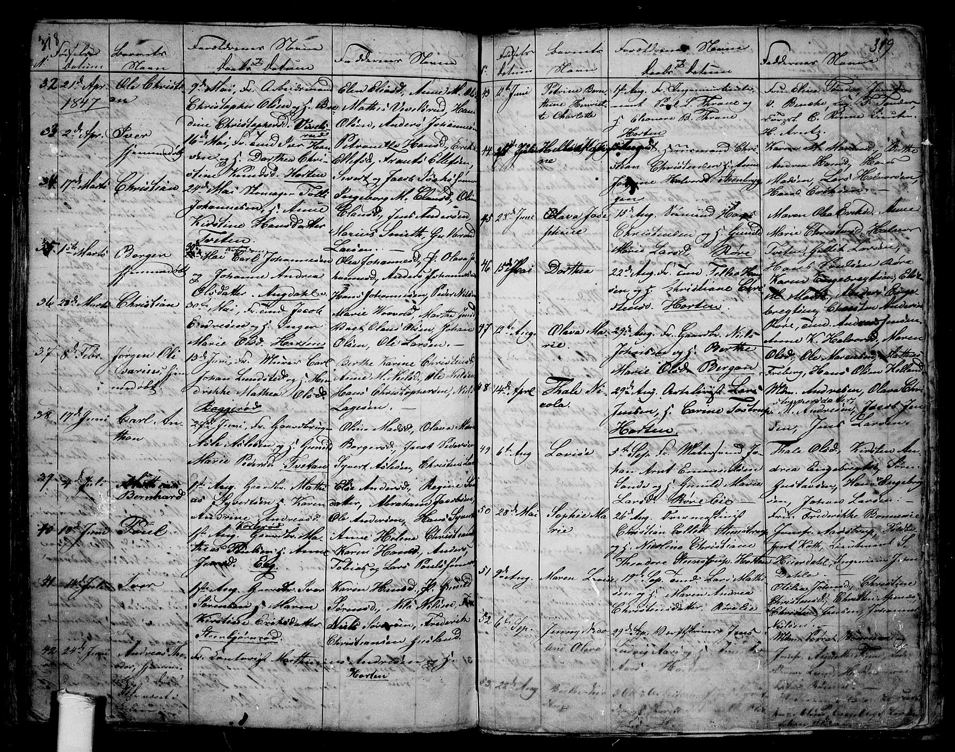 Borre kirkebøker, AV/SAKO-A-338/G/Ga/L0001: Parish register (copy) no. I 1, 1815-1851, p. 318-319