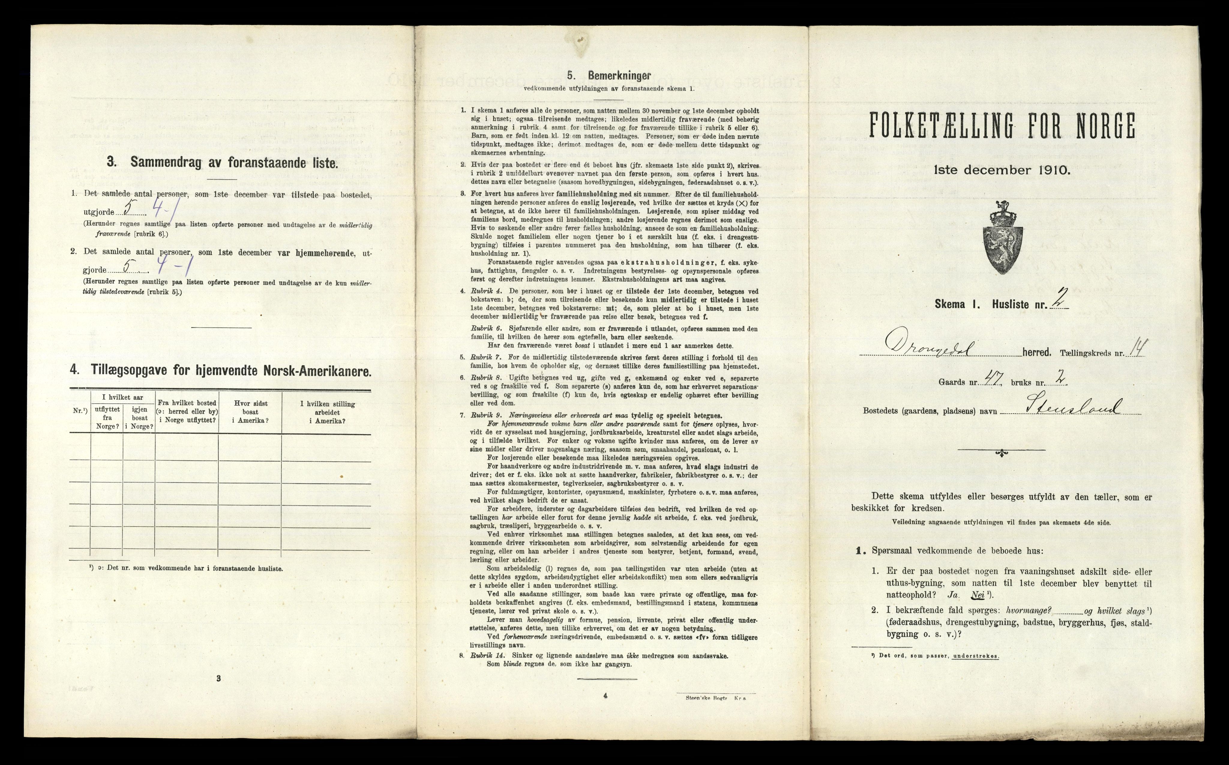 RA, 1910 census for Drangedal, 1910, p. 1135