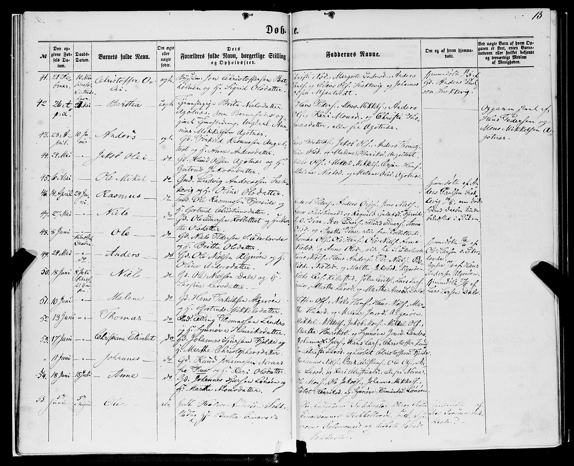 Fjell sokneprestembete, SAB/A-75301/H/Haa: Parish register (official) no. A 3, 1864-1877, p. 13