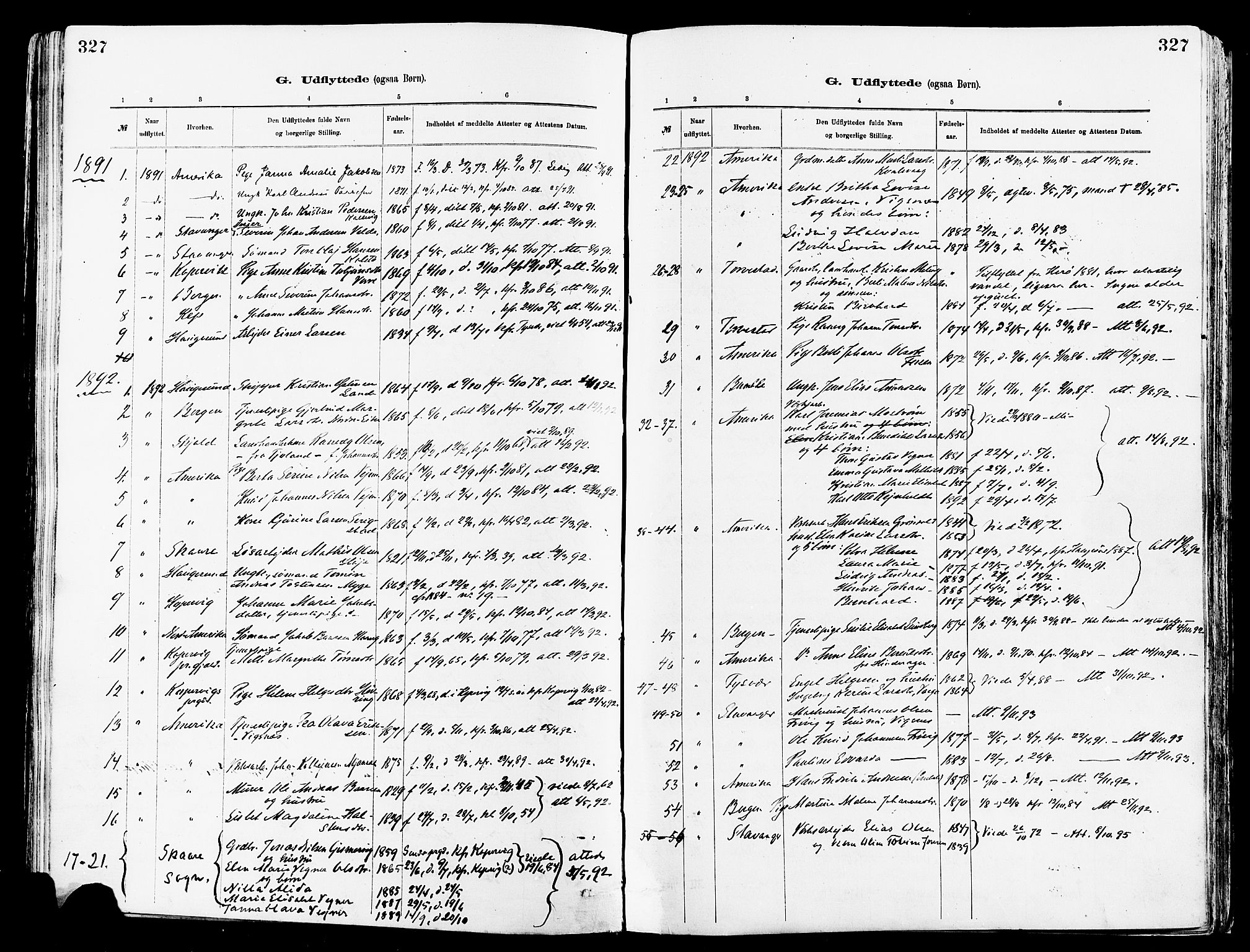 Avaldsnes sokneprestkontor, AV/SAST-A -101851/H/Ha/Haa/L0015: Parish register (official) no. A 15, 1880-1906, p. 327