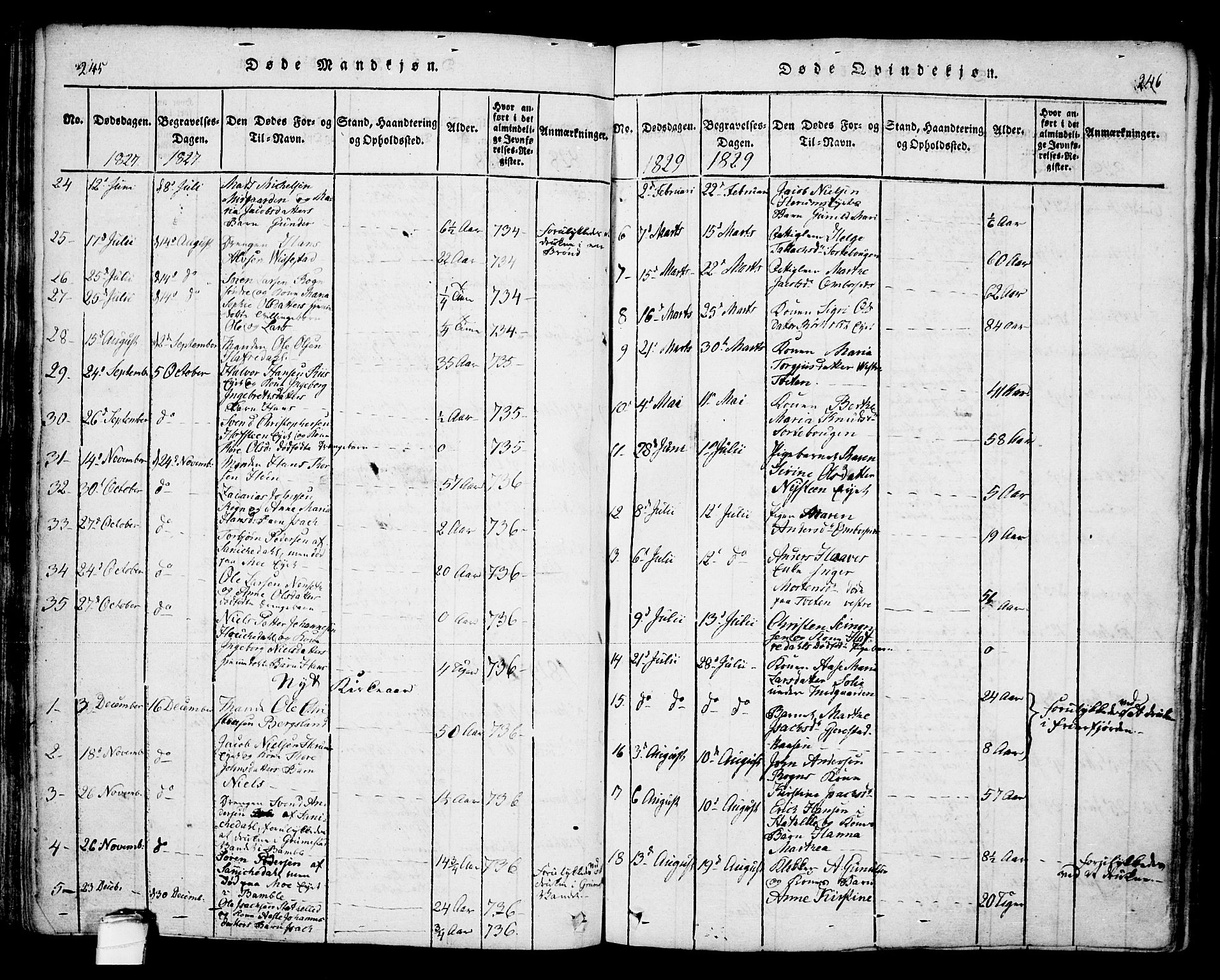 Bamble kirkebøker, SAKO/A-253/F/Fa/L0003: Parish register (official) no. I 3 /1, 1814-1834, p. 245-246