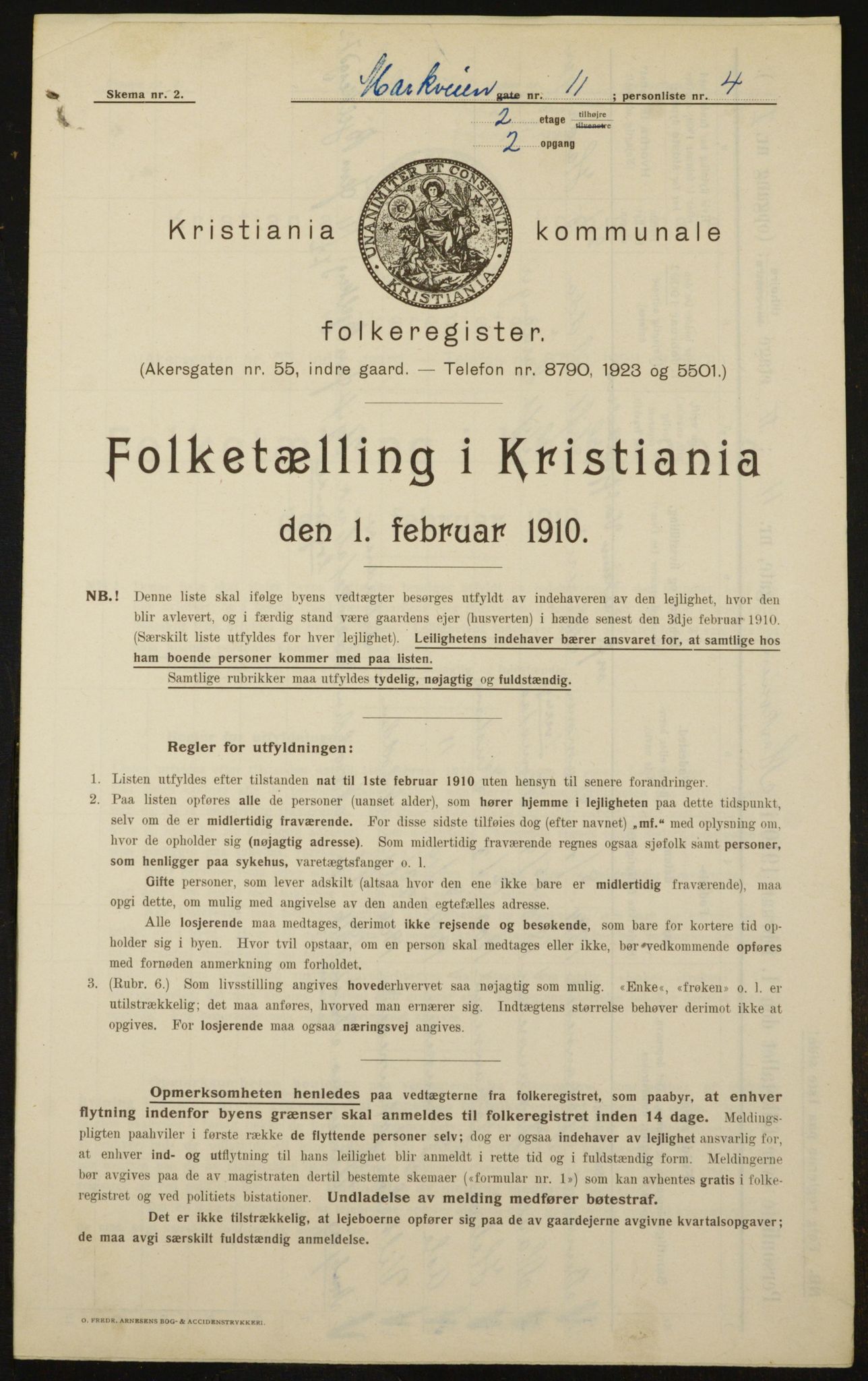 OBA, Municipal Census 1910 for Kristiania, 1910, p. 61175