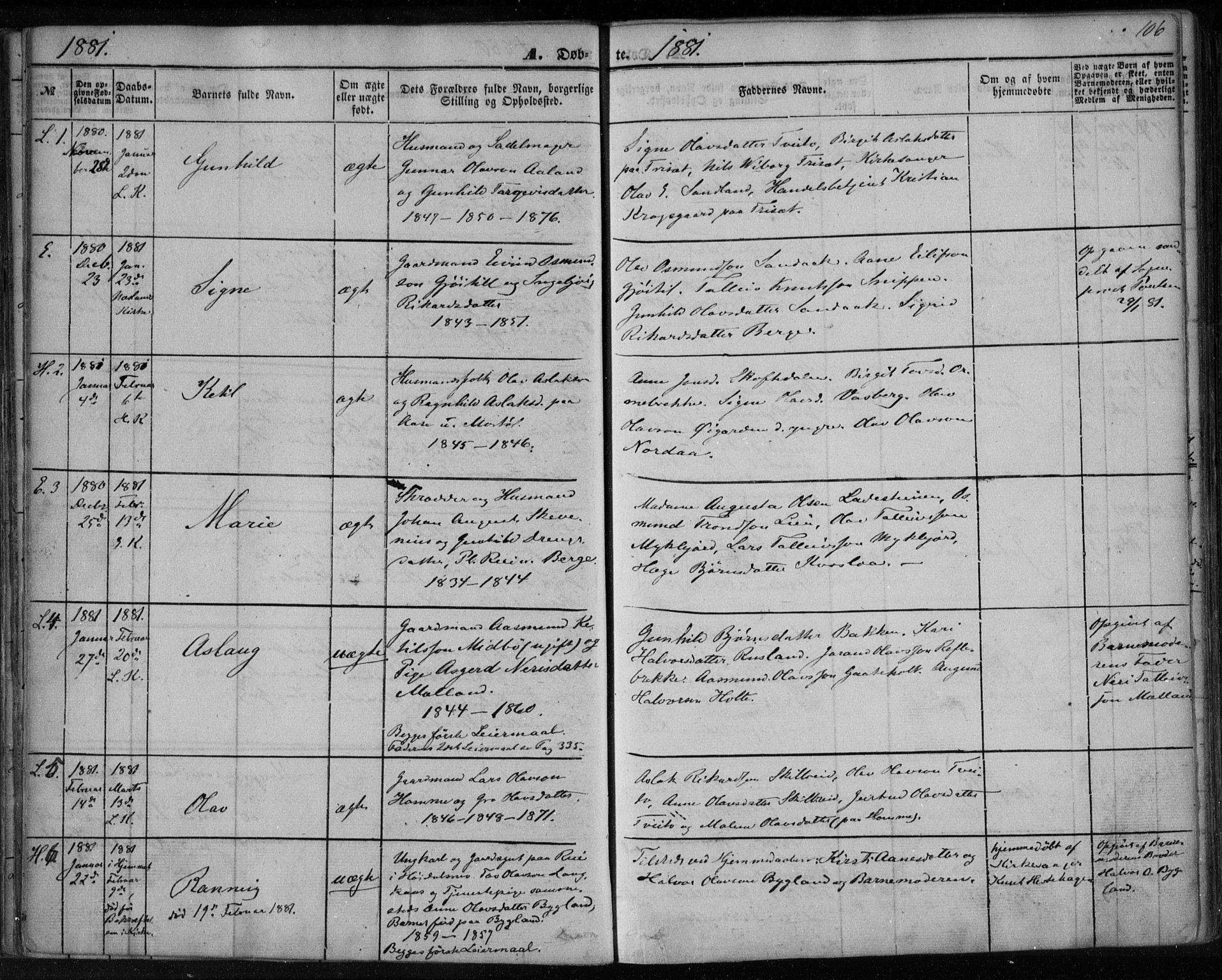 Lårdal kirkebøker, SAKO/A-284/F/Fa/L0006: Parish register (official) no. I 6, 1861-1886, p. 106
