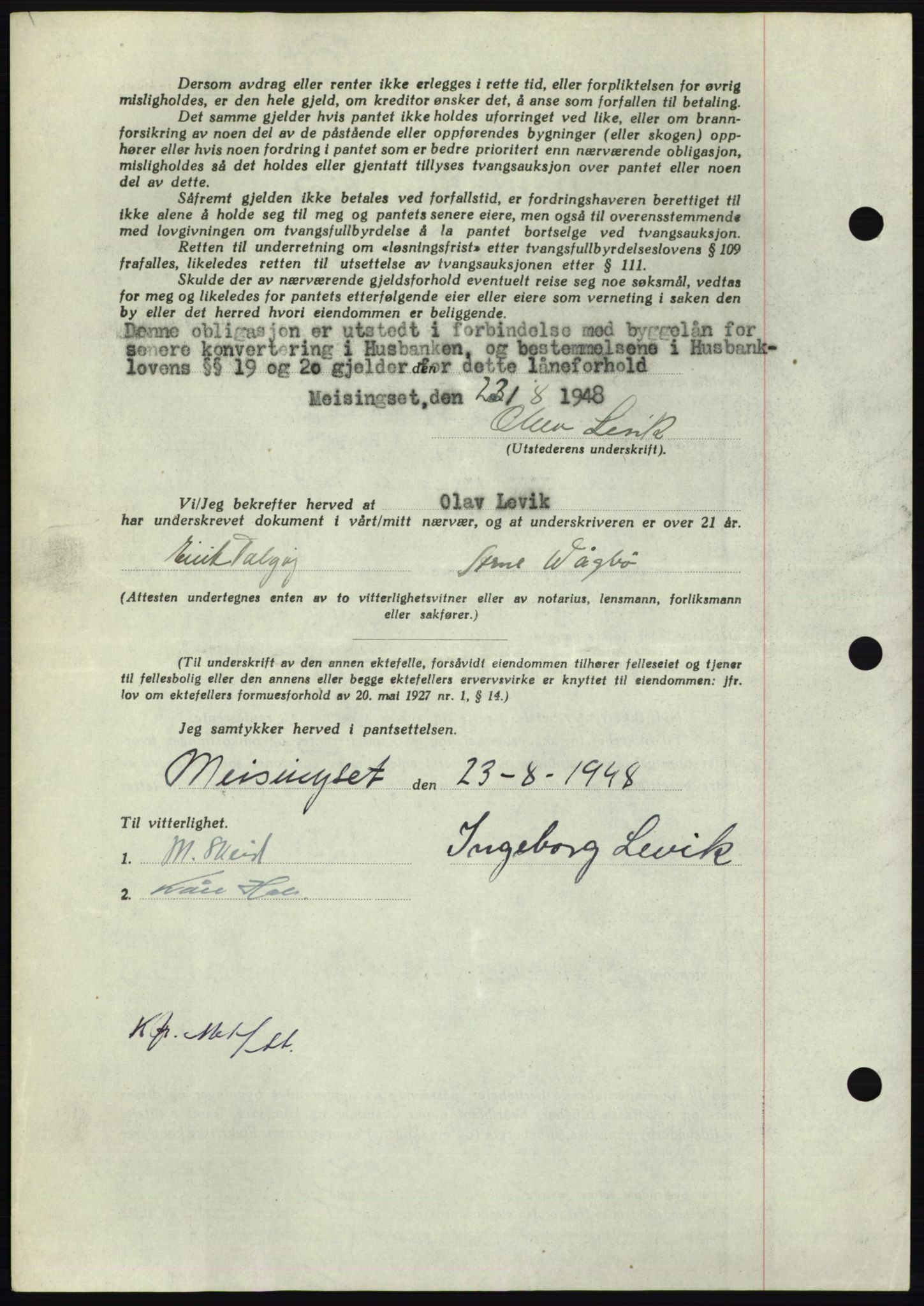 Nordmøre sorenskriveri, AV/SAT-A-4132/1/2/2Ca: Mortgage book no. B99, 1948-1948, Diary no: : 2396/1948