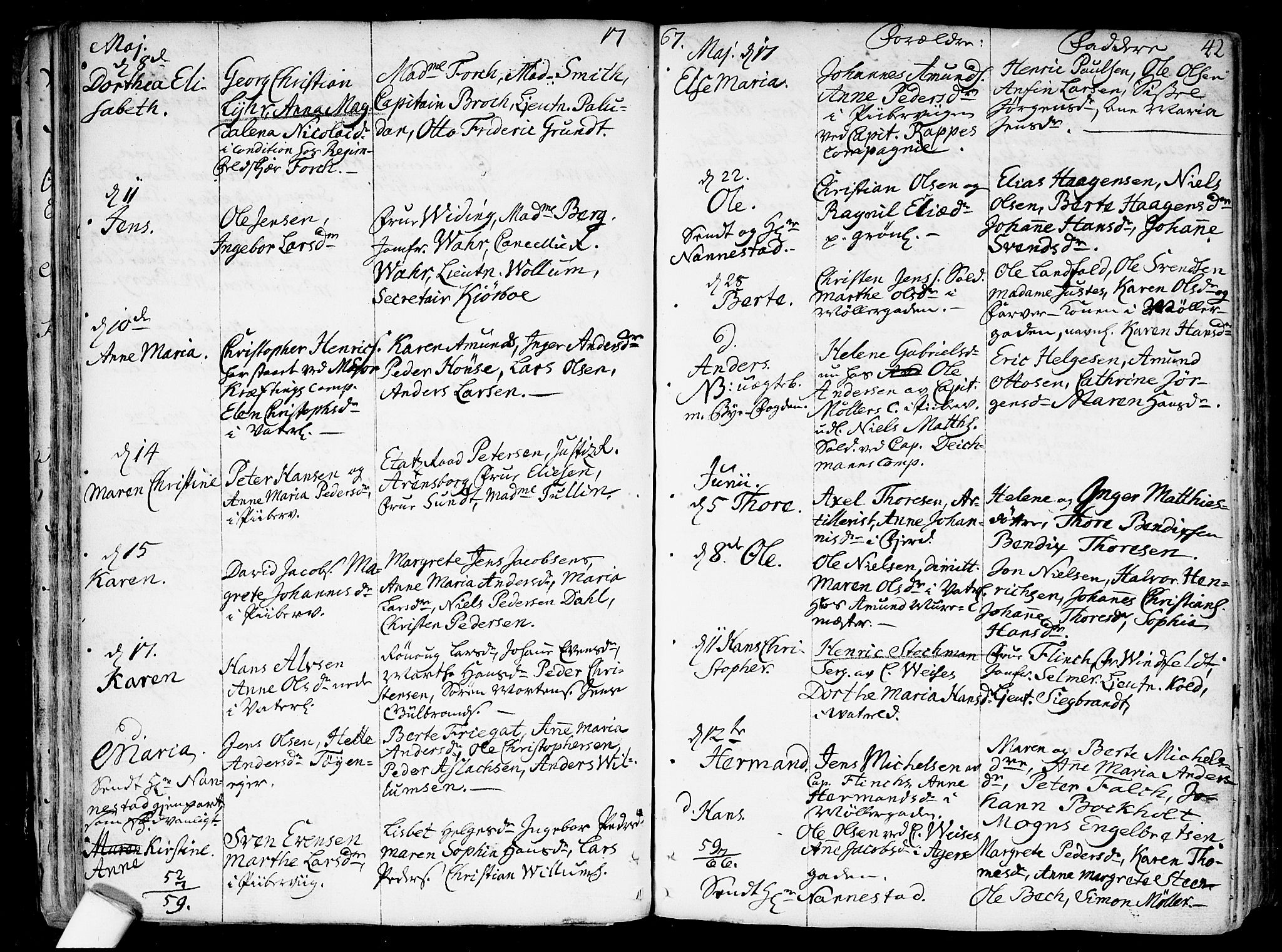 Garnisonsmenigheten Kirkebøker, AV/SAO-A-10846/F/Fa/L0002: Parish register (official) no. 2, 1757-1776, p. 42