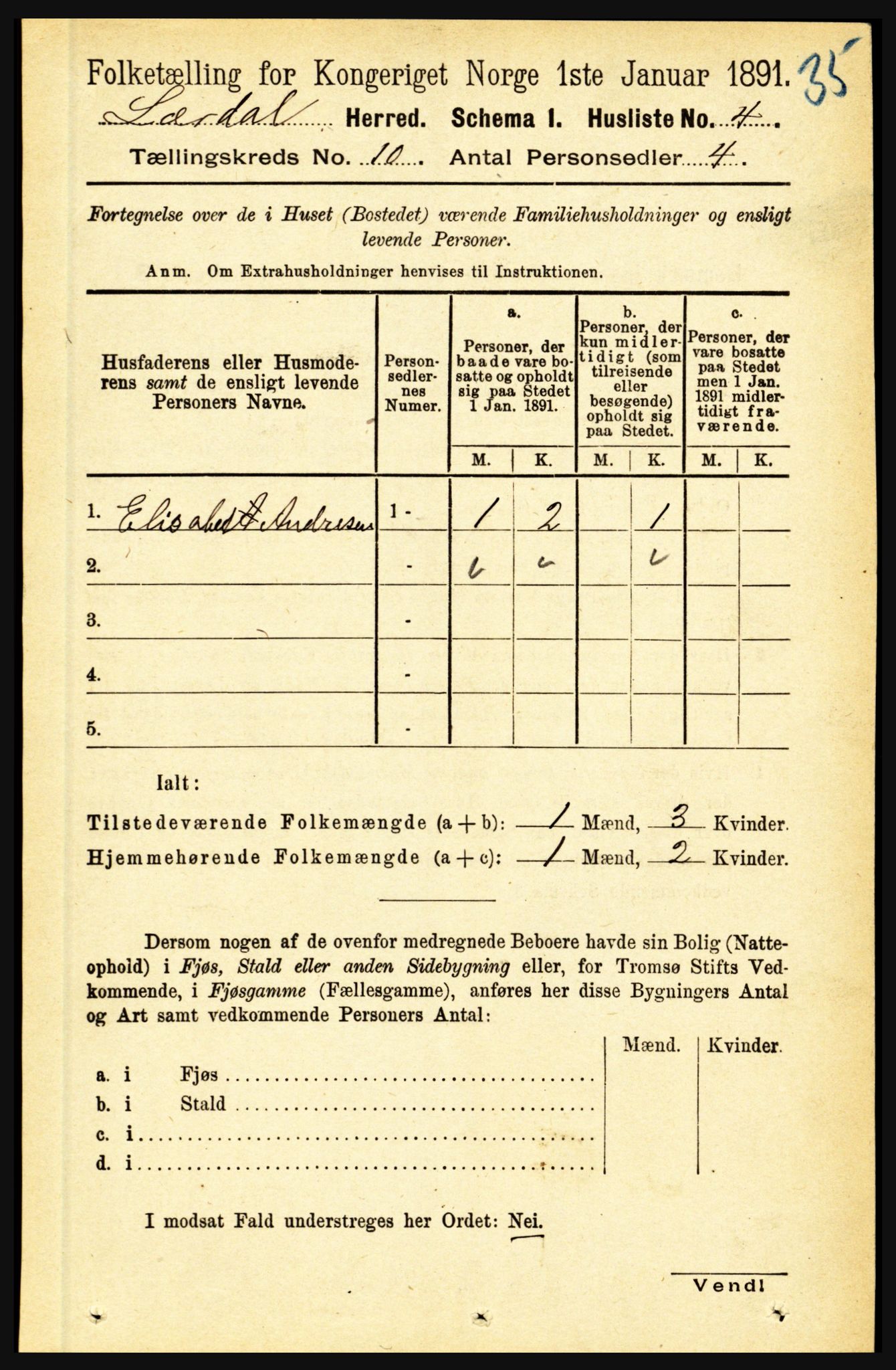 RA, 1891 census for 1422 Lærdal, 1891, p. 1628