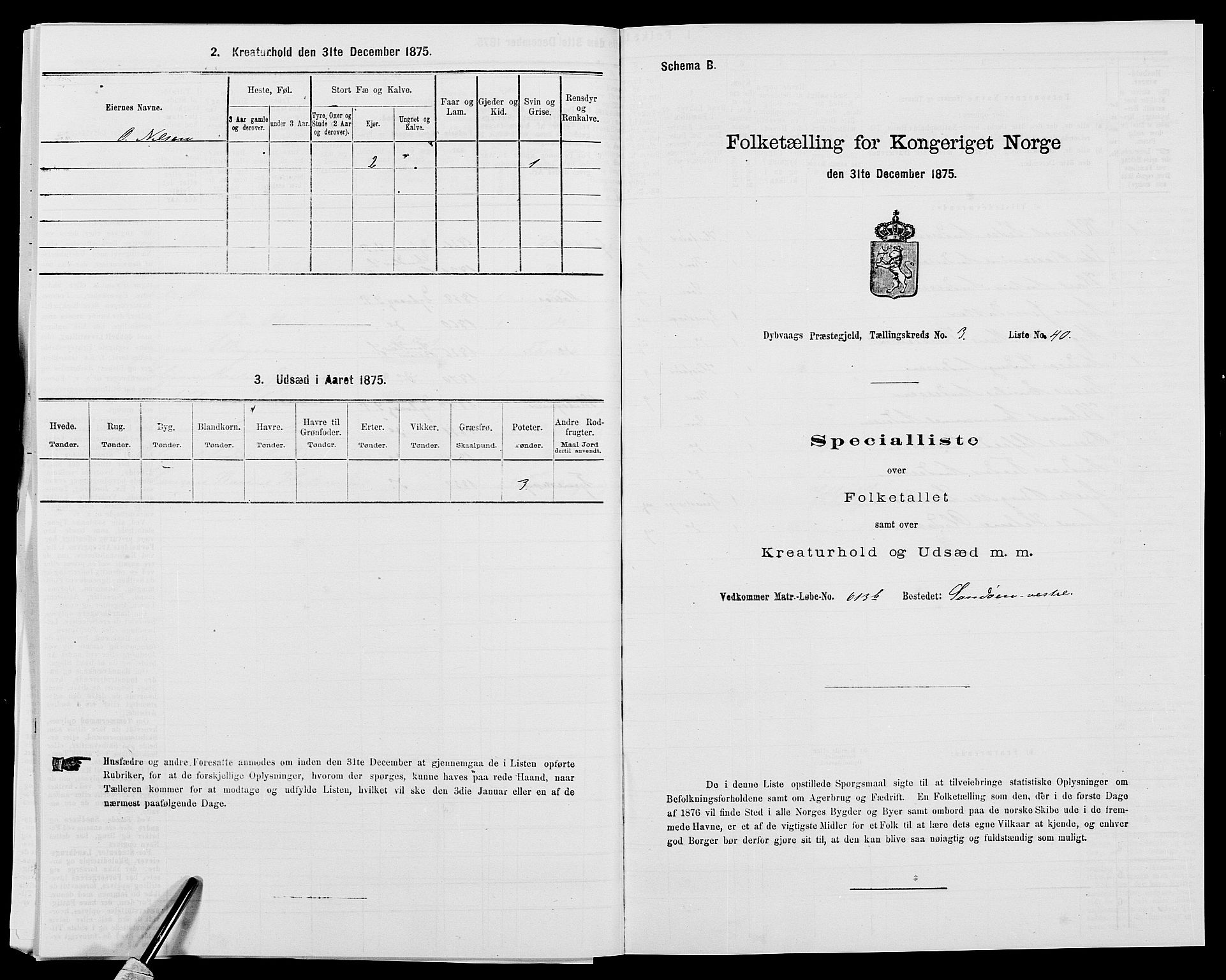 SAK, 1875 census for 0915P Dypvåg, 1875, p. 336