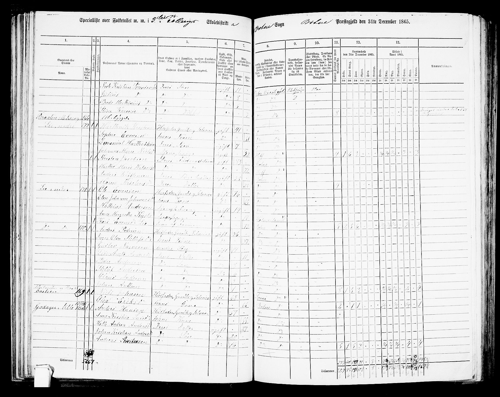 RA, 1865 census for Botne/Botne og Hillestad, 1865, p. 65