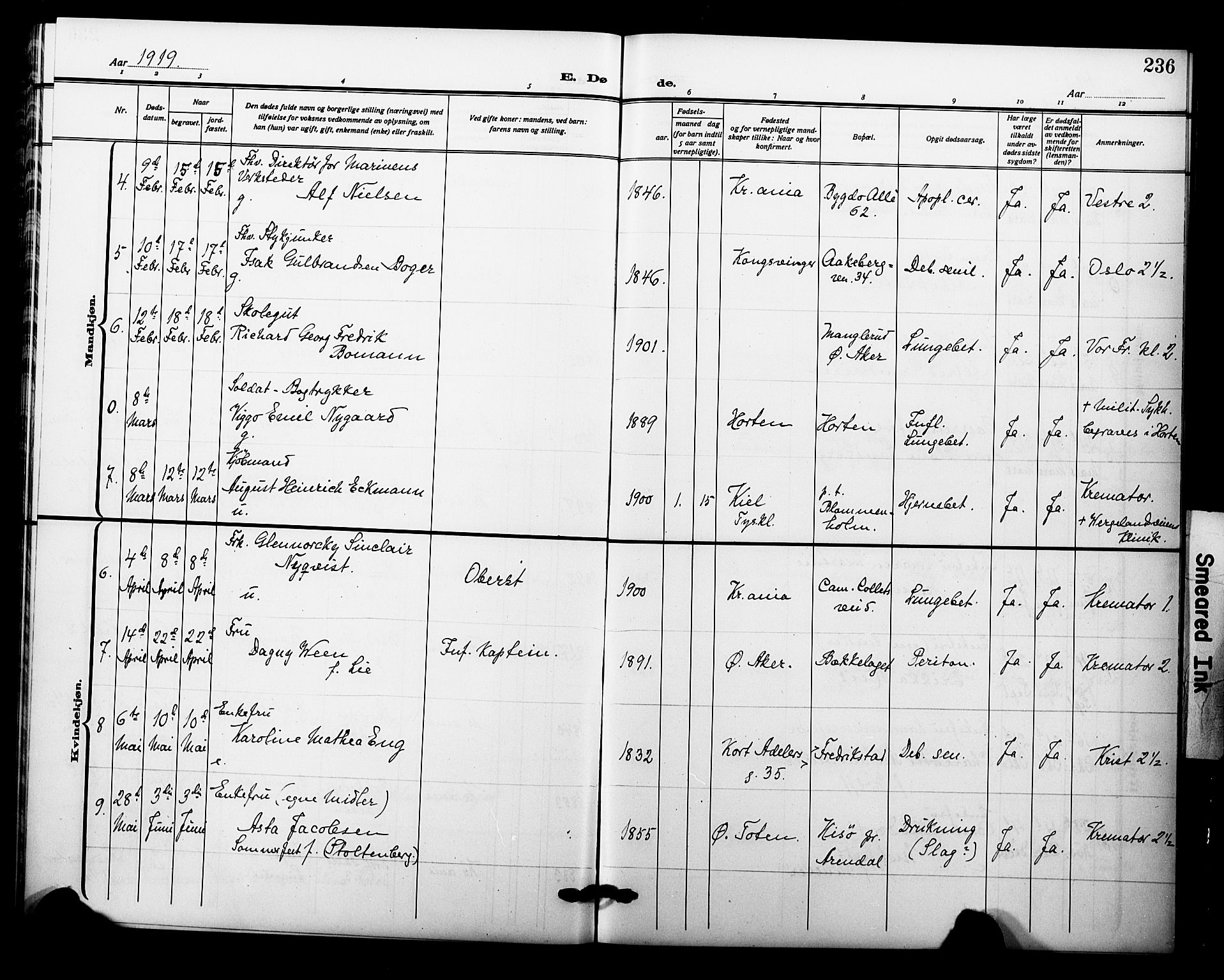 Garnisonsmenigheten Kirkebøker, AV/SAO-A-10846/F/Fa/L0015: Parish register (official) no. 15, 1915-1921, p. 236