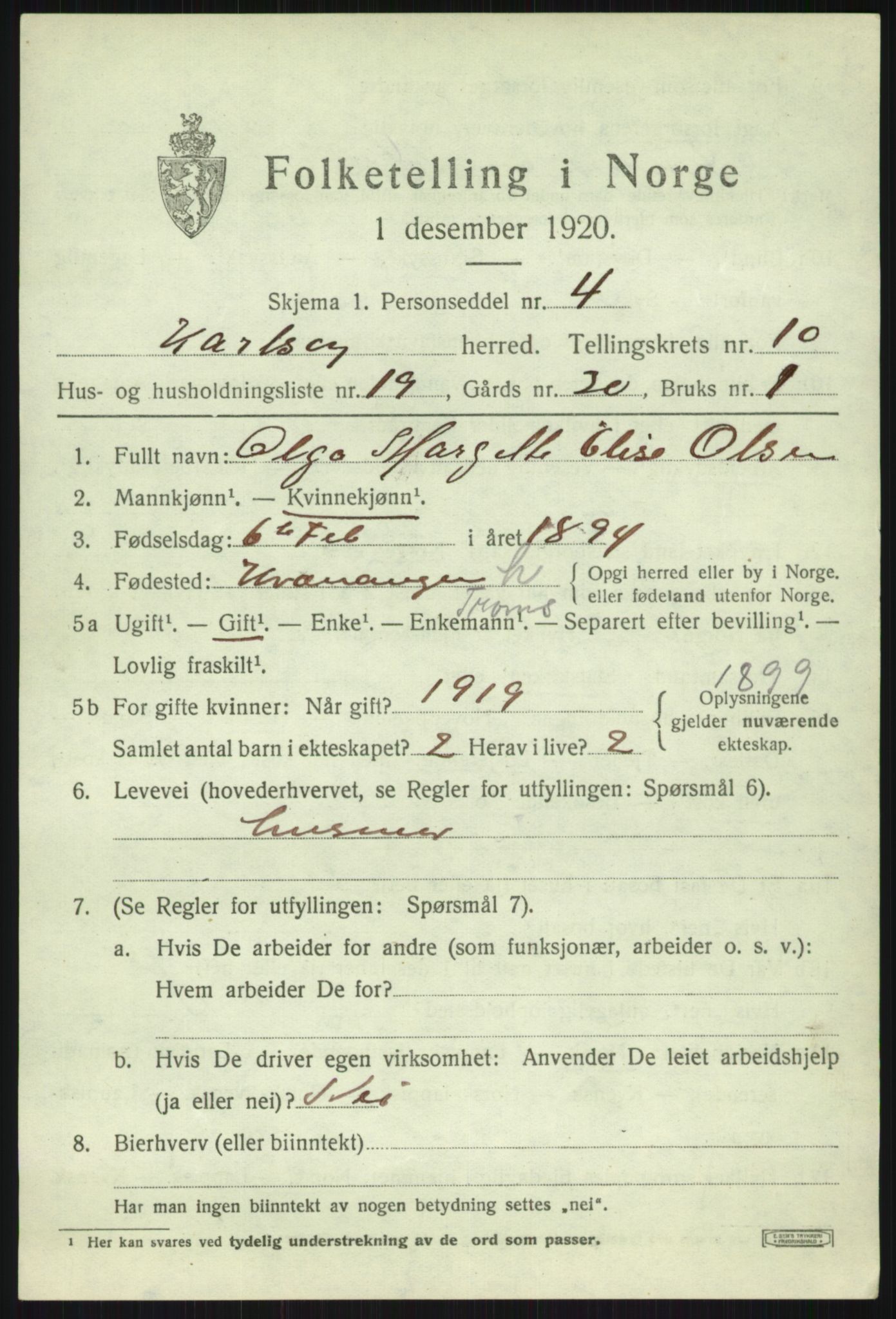 SATØ, 1920 census for Karlsøy, 1920, p. 3973