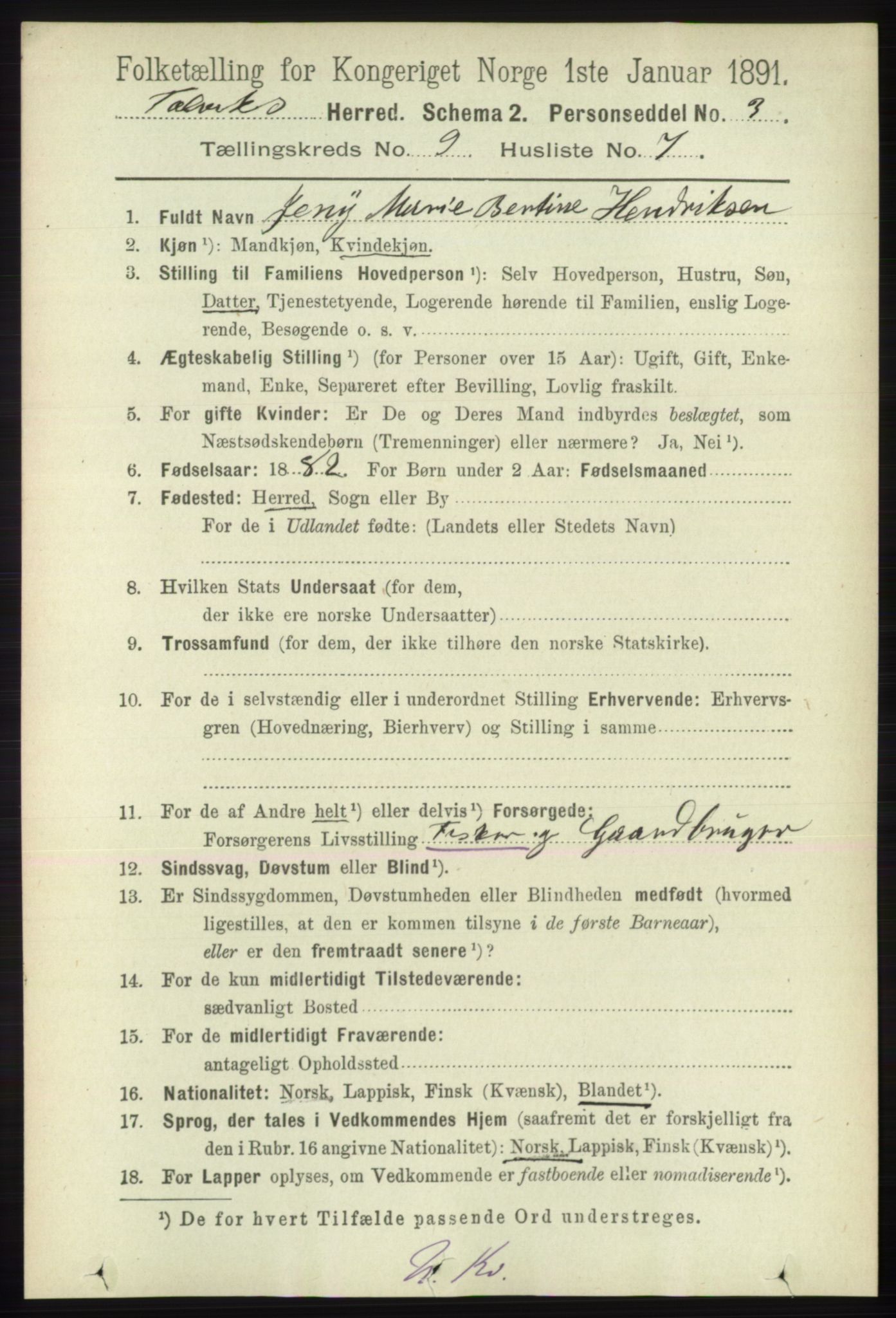 RA, 1891 census for 2013 Talvik, 1891, p. 2207