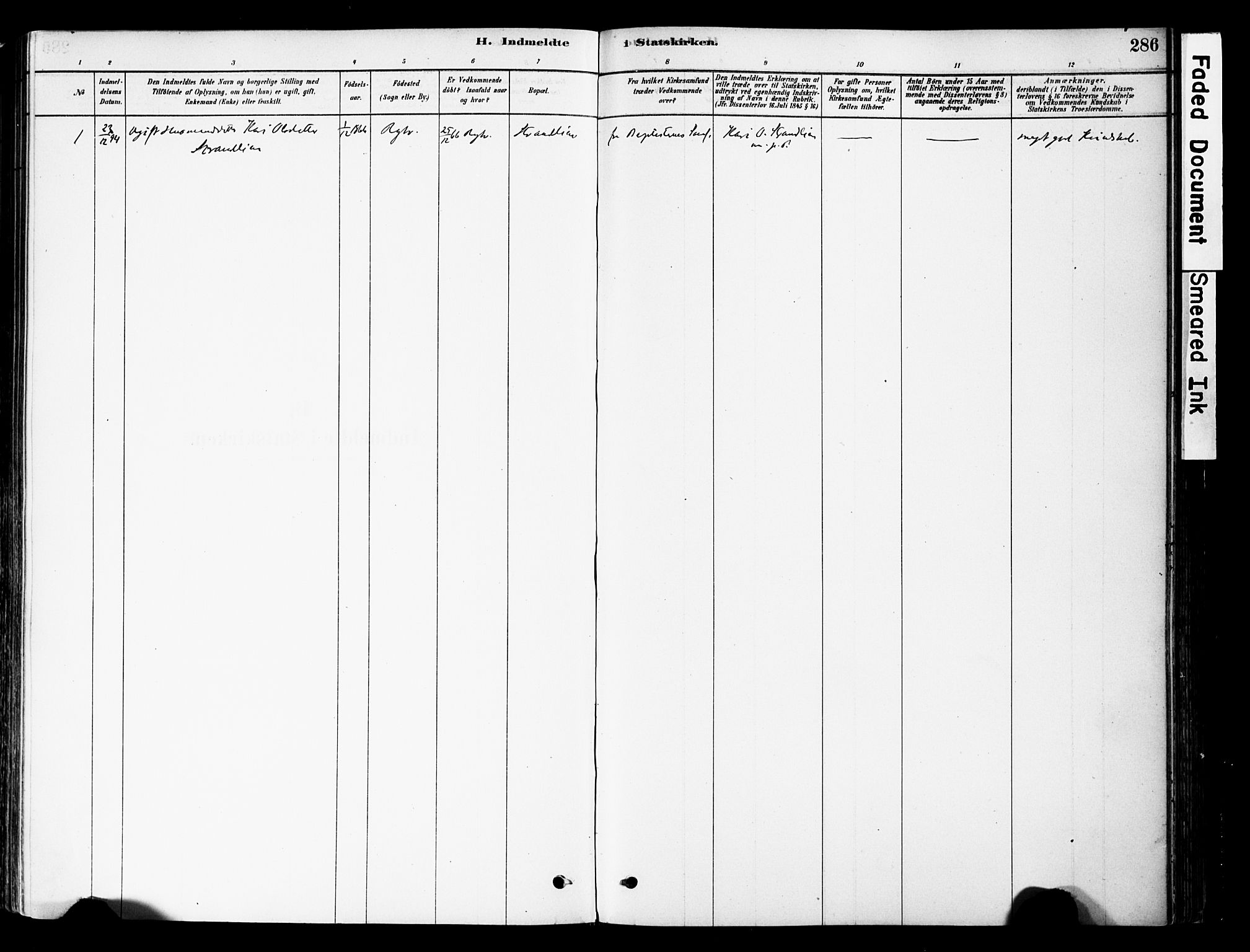 Ringebu prestekontor, SAH/PREST-082/H/Ha/Haa/L0008: Parish register (official) no. 8, 1878-1898, p. 286