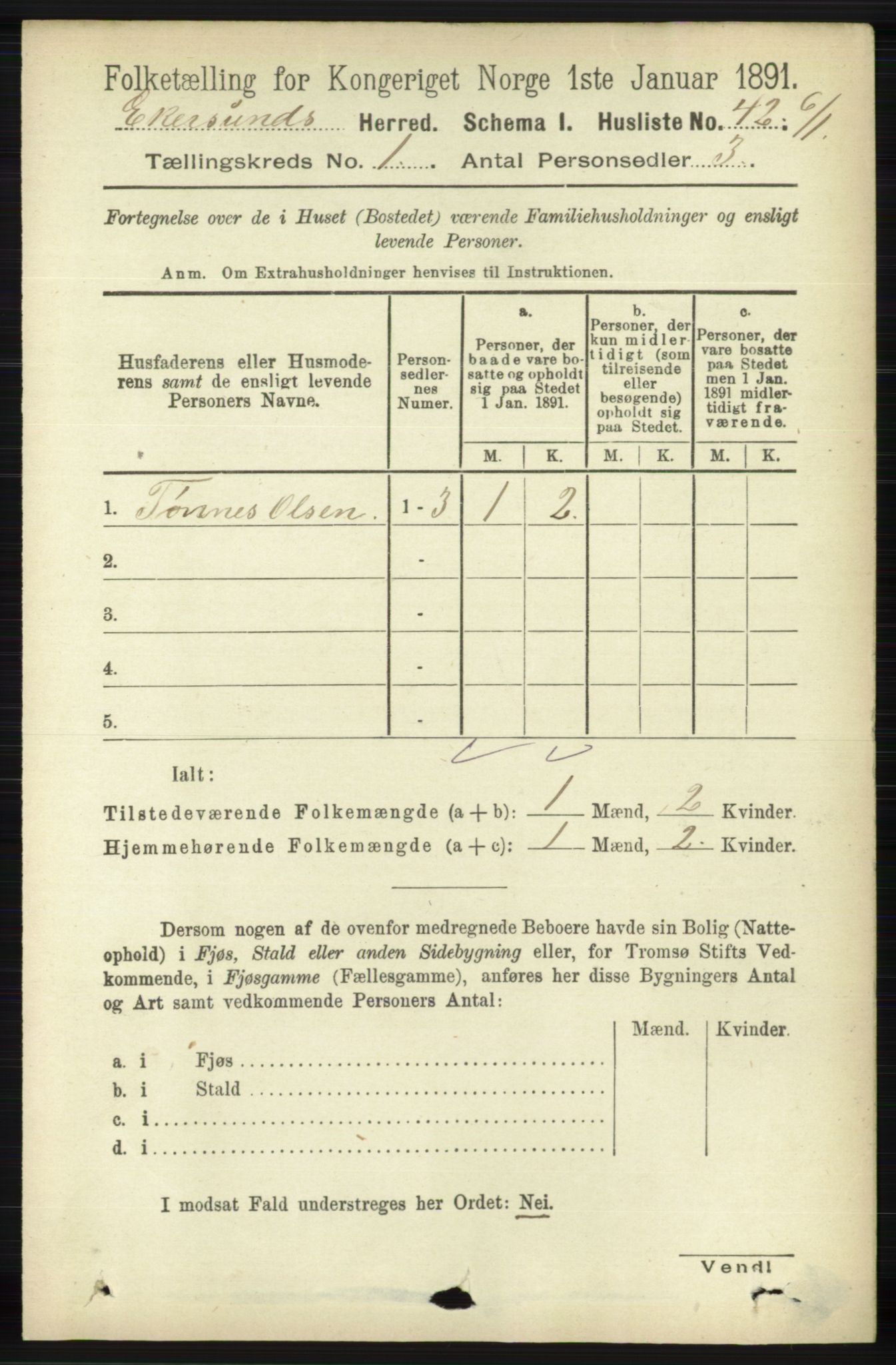 RA, 1891 census for 1116 Eigersund herred, 1891, p. 63