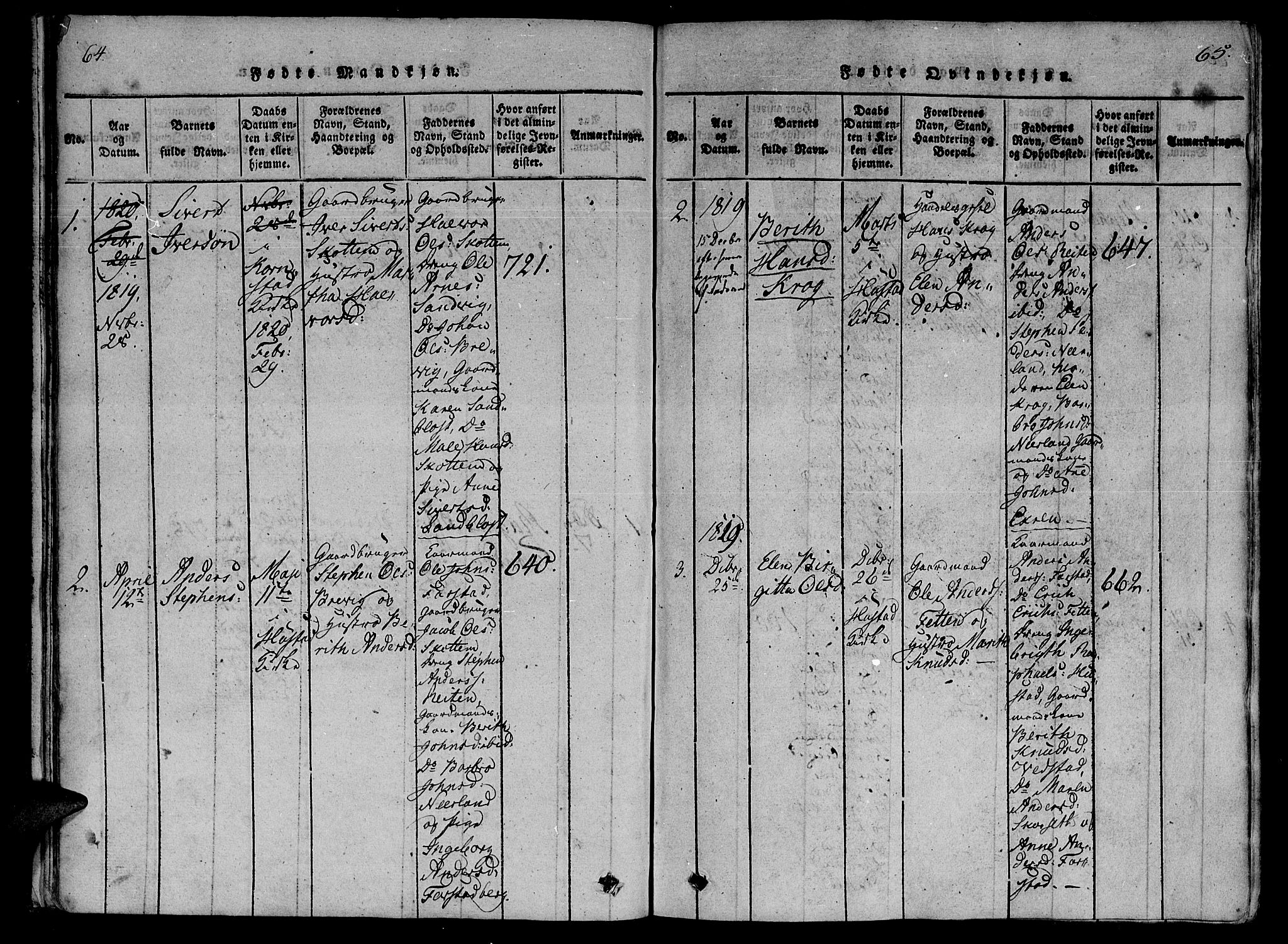 Ministerialprotokoller, klokkerbøker og fødselsregistre - Møre og Romsdal, AV/SAT-A-1454/566/L0764: Parish register (official) no. 566A03 /2, 1817-1829, p. 64-65