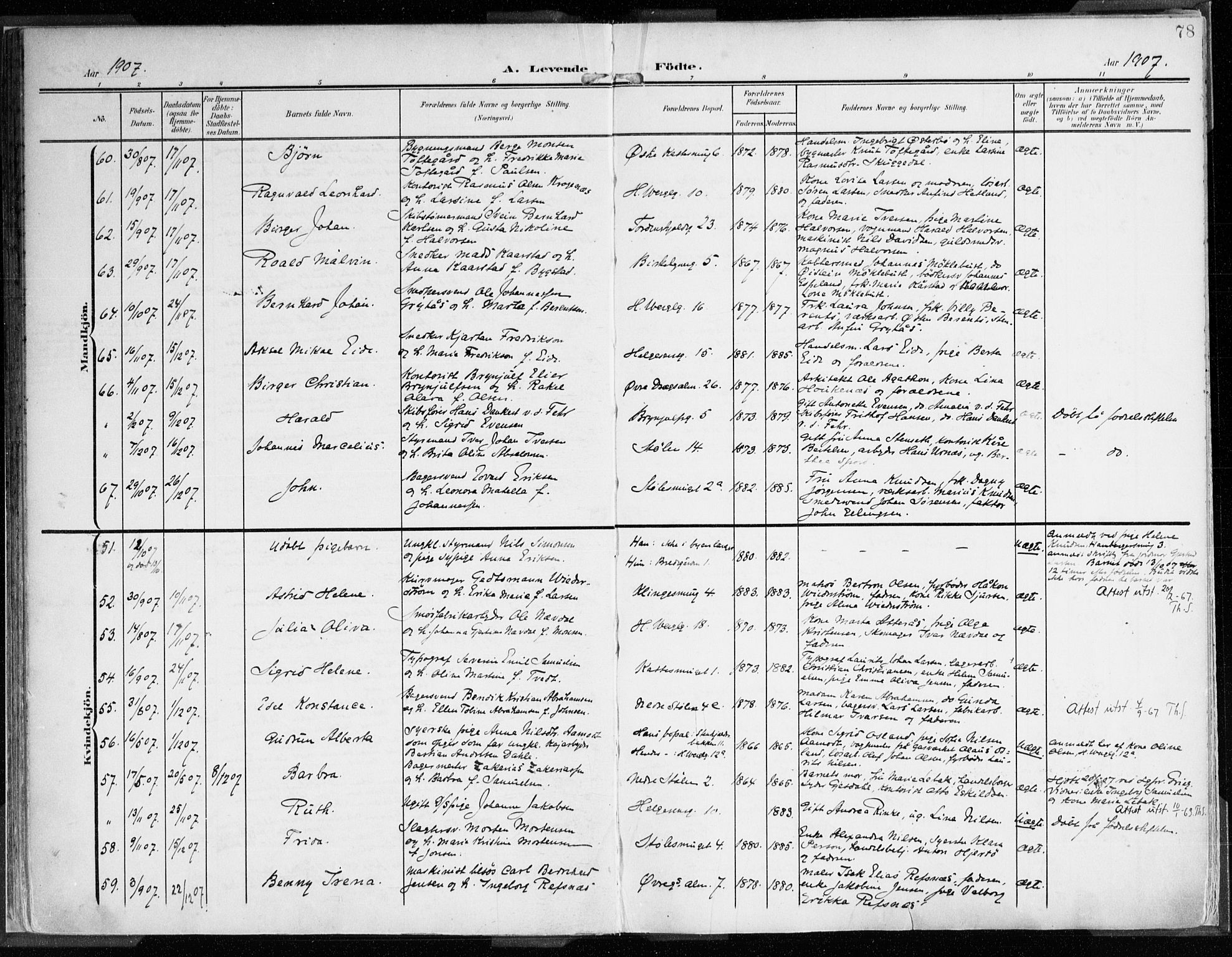 Mariakirken Sokneprestembete, SAB/A-76901/H/Haa/L0010: Parish register (official) no. B 1, 1901-1915, p. 78