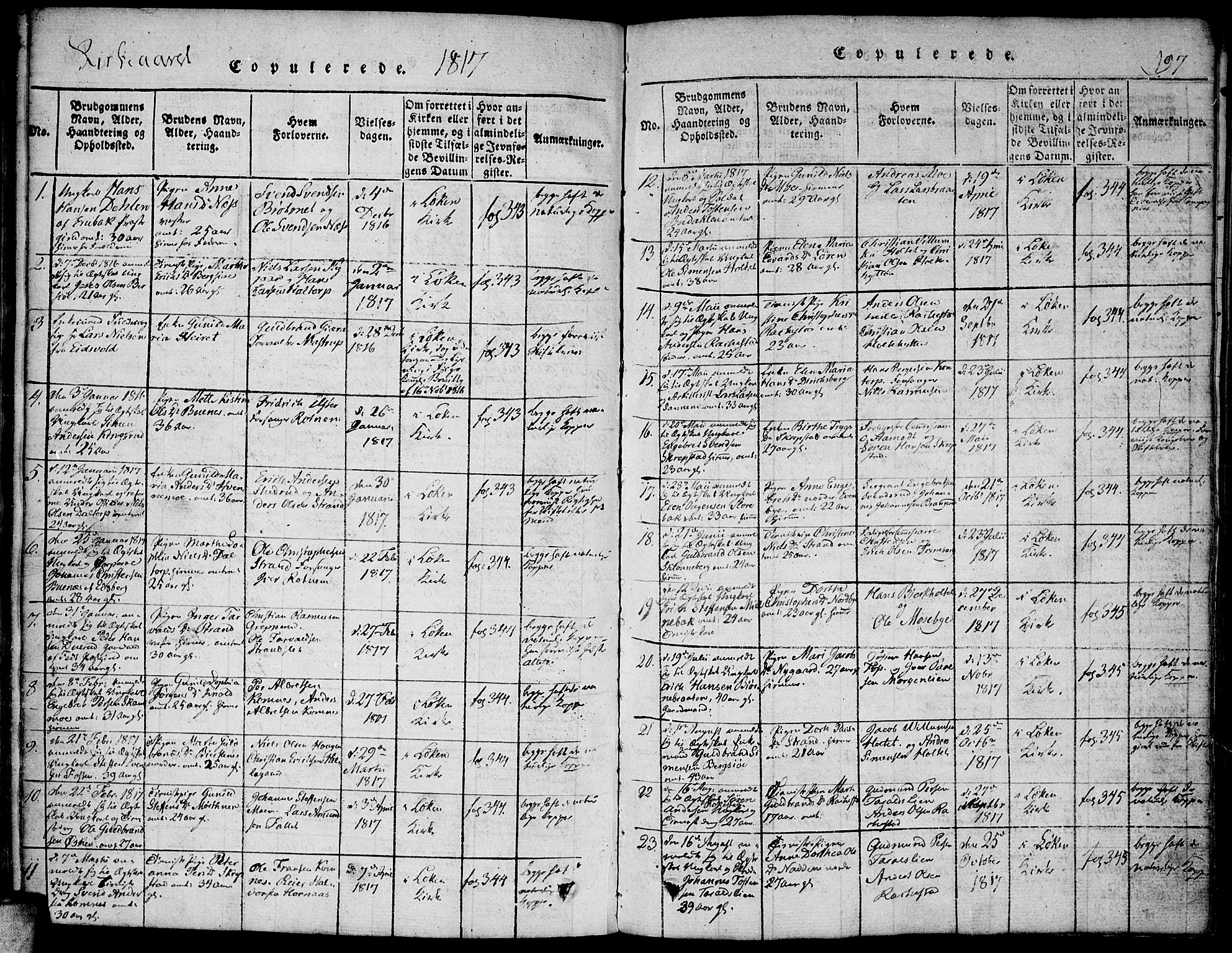 Høland prestekontor Kirkebøker, SAO/A-10346a/F/Fa/L0007: Parish register (official) no. I 7, 1814-1827, p. 197