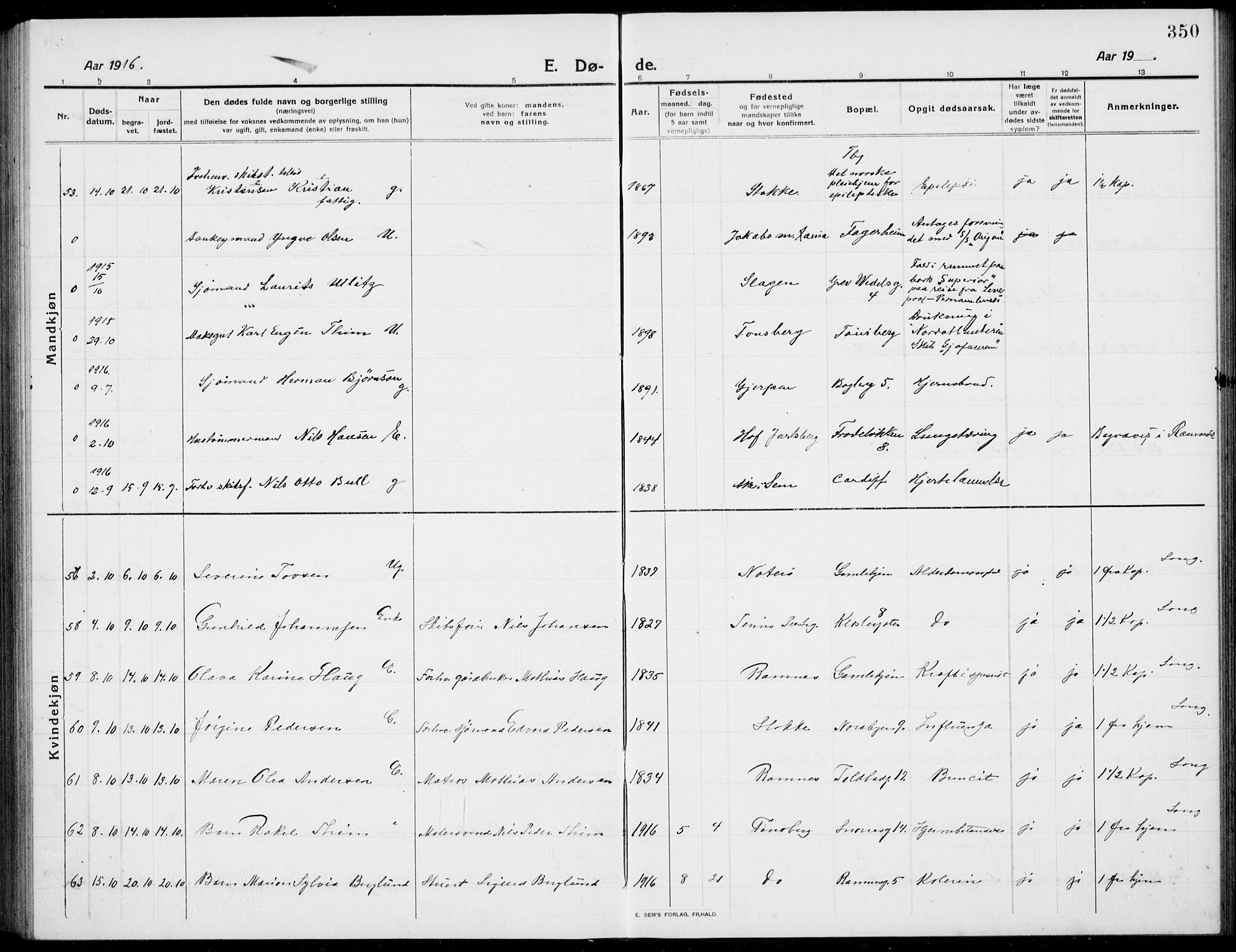 Tønsberg kirkebøker, AV/SAKO-A-330/G/Ga/L0009: Parish register (copy) no. 9, 1913-1920, p. 350