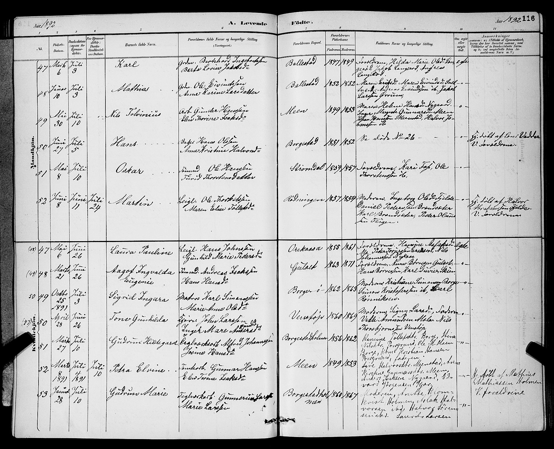 Gjerpen kirkebøker, AV/SAKO-A-265/G/Ga/L0002: Parish register (copy) no. I 2, 1883-1900, p. 116