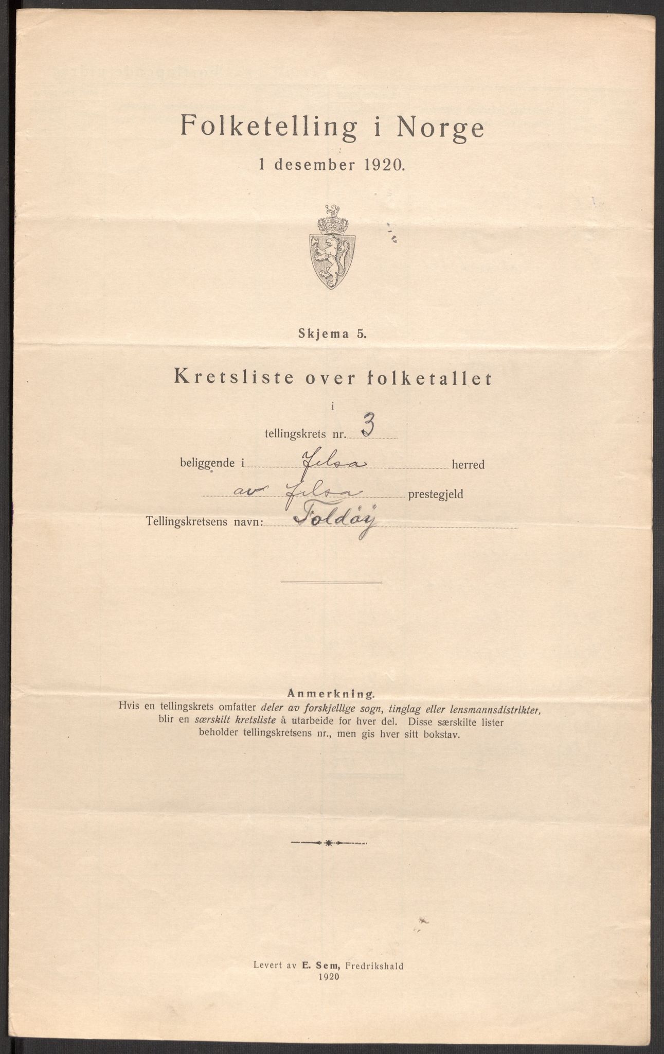 SAST, 1920 census for Jelsa, 1920, p. 16